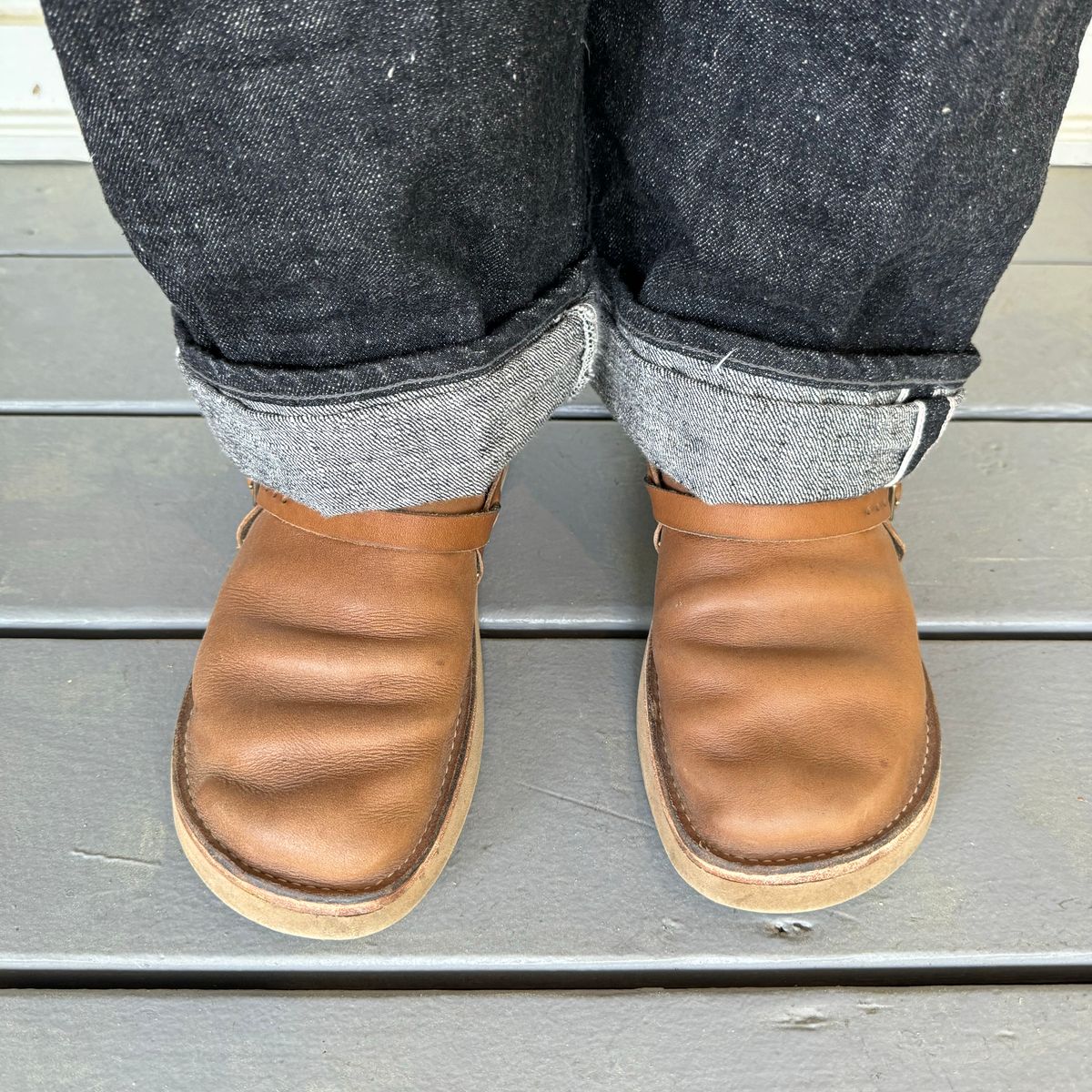 Photo by missouridenimdad on May 5, 2024 of the Oak Street Bootmakers Country Loafer in Horween Natural Chromexcel.