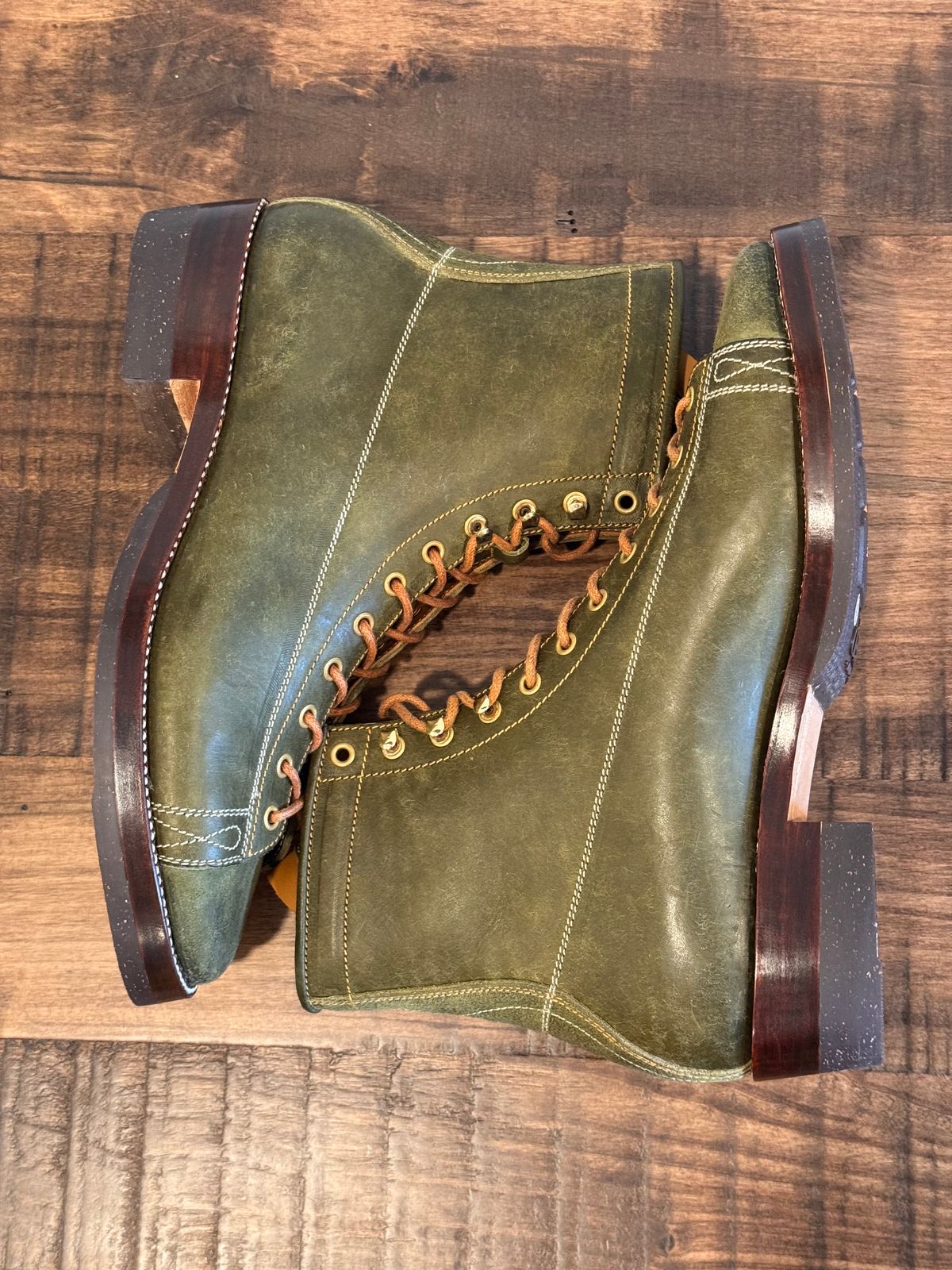 Photo by missouridenimdad on September 26, 2025 of the Fortis Boots Harker Leather GMTO Wukong Monkey Boot in Badalassi Carlo Oliva Pueblo.