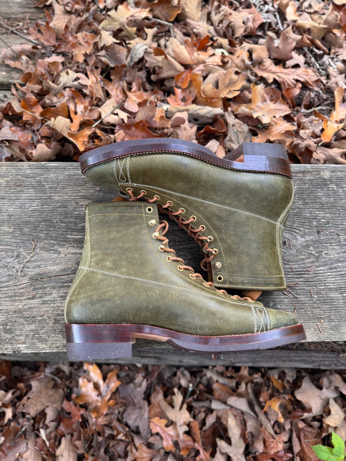 Photo by missouridenimdad on October 1, 2025 of the Fortis Boots Harker Leather GMTO Wukong Monkey Boot in Badalassi Carlo Oliva Pueblo.