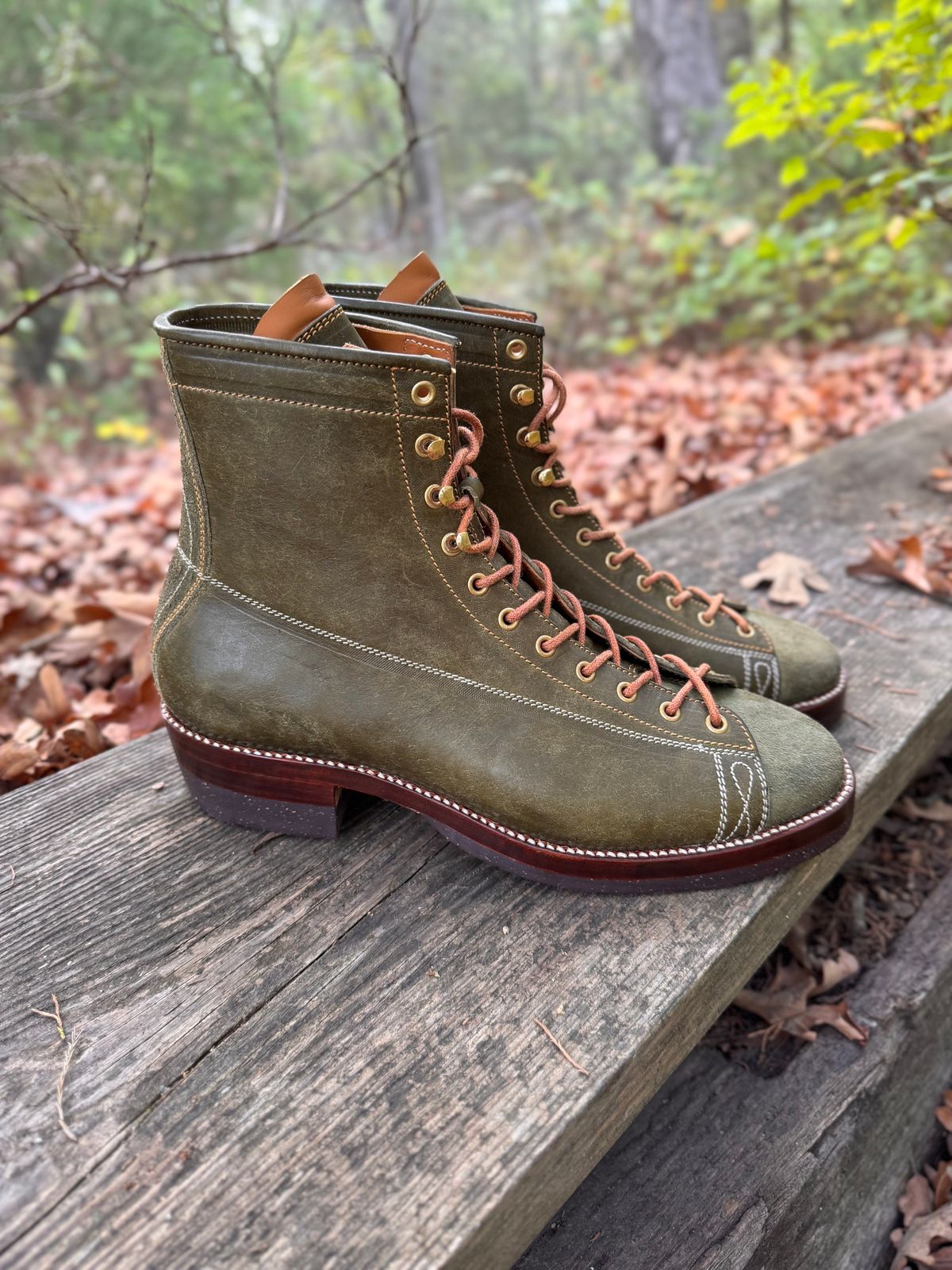Photo by missouridenimdad on October 1, 2025 of the Fortis Boots Harker Leather GMTO Wukong Monkey Boot in Badalassi Carlo Oliva Pueblo.