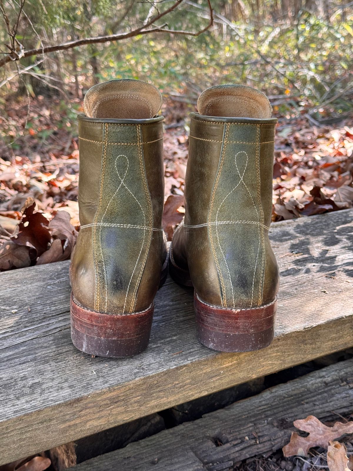 Photo by missouridenimdad on October 31, 2025 of the Fortis Boots Harker Leather GMTO Wukong Monkey Boot in Badalassi Carlo Oliva Pueblo.