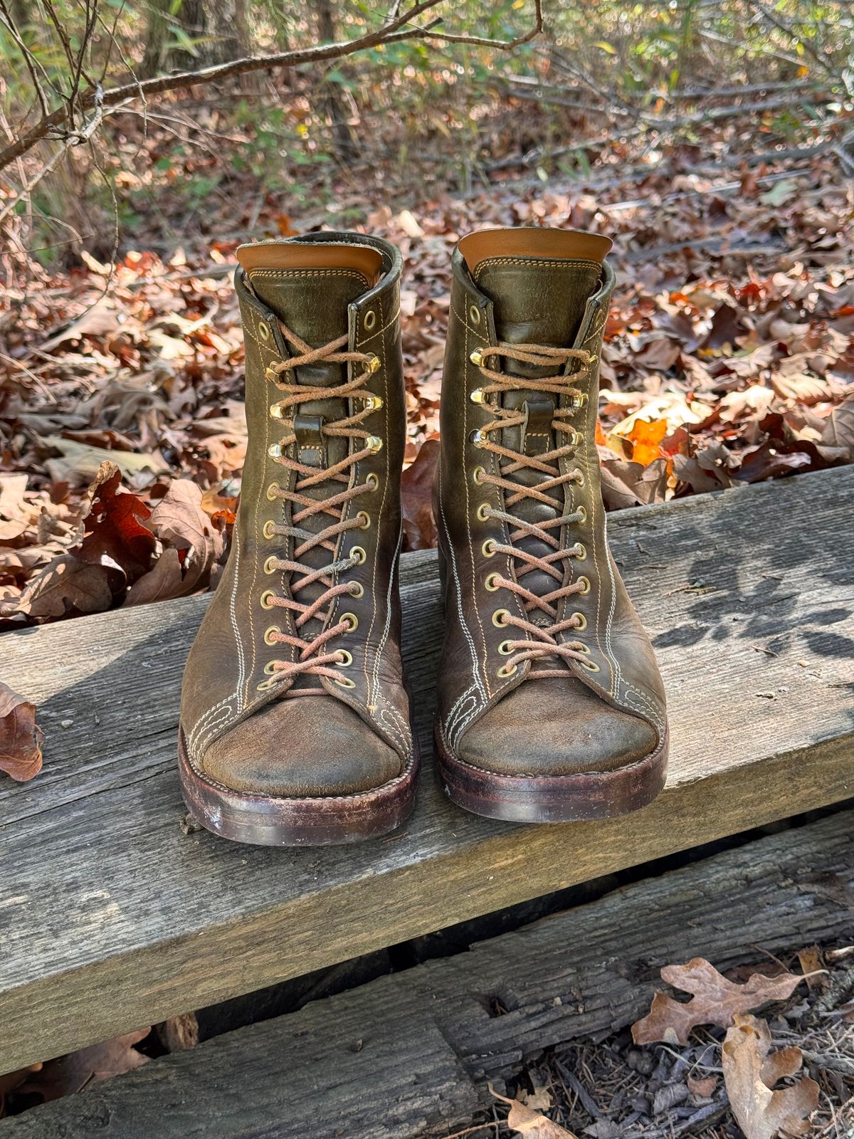 Photo by missouridenimdad on October 31, 2025 of the Fortis Boots Harker Leather GMTO Wukong Monkey Boot in Badalassi Carlo Oliva Pueblo.