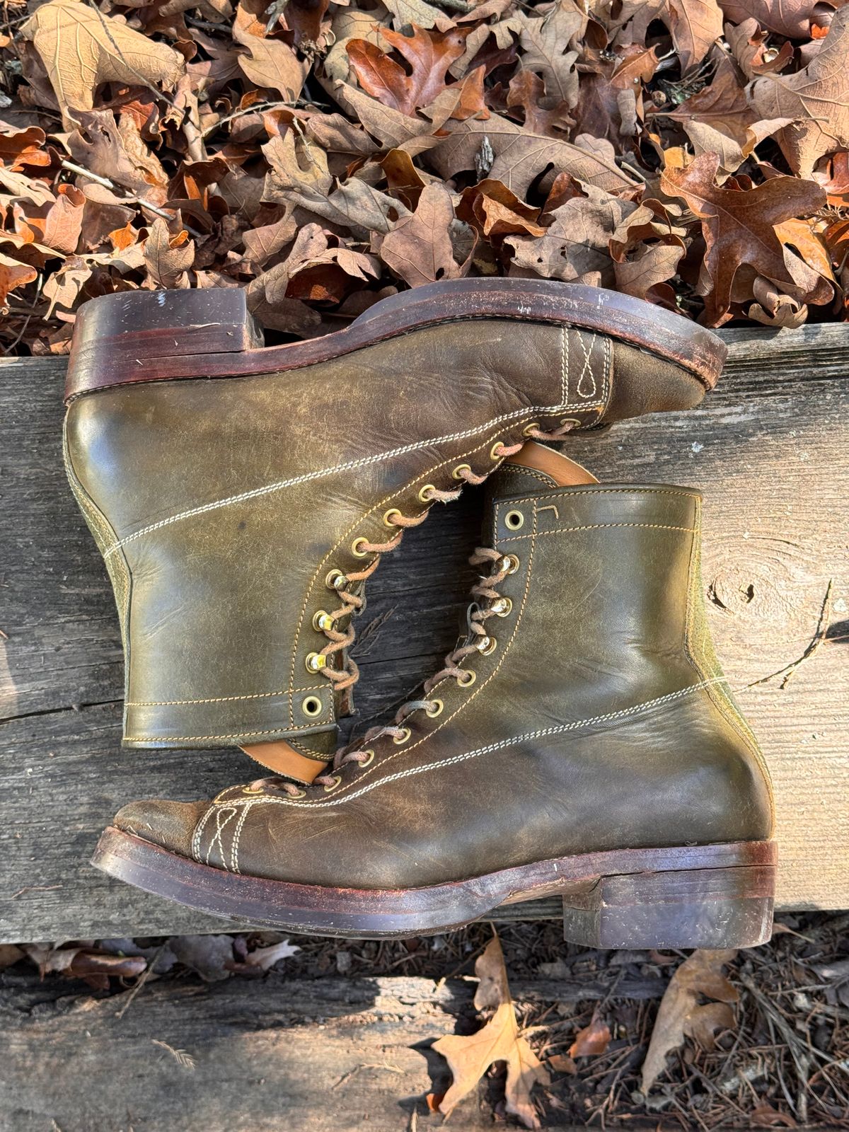 Photo by missouridenimdad on October 31, 2025 of the Fortis Boots Harker Leather GMTO Wukong Monkey Boot in Badalassi Carlo Oliva Pueblo.