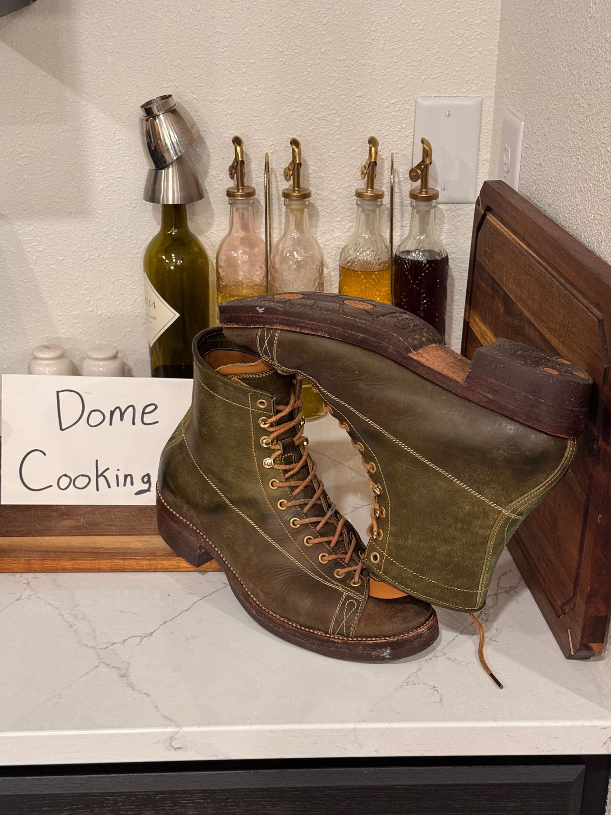 Photo by missouridenimdad on November 1, 2025 of the Fortis Boots Harker Leather GMTO Wukong Monkey Boot in Badalassi Carlo Oliva Pueblo.