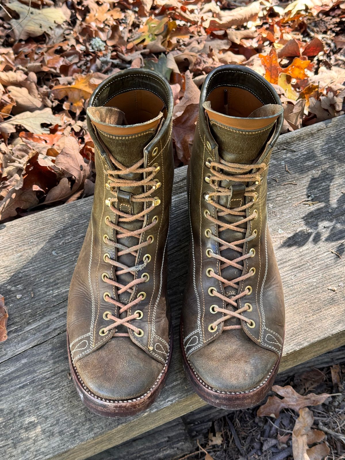 Photo by missouridenimdad on October 31, 2025 of the Fortis Boots Harker Leather GMTO Wukong Monkey Boot in Badalassi Carlo Oliva Pueblo.