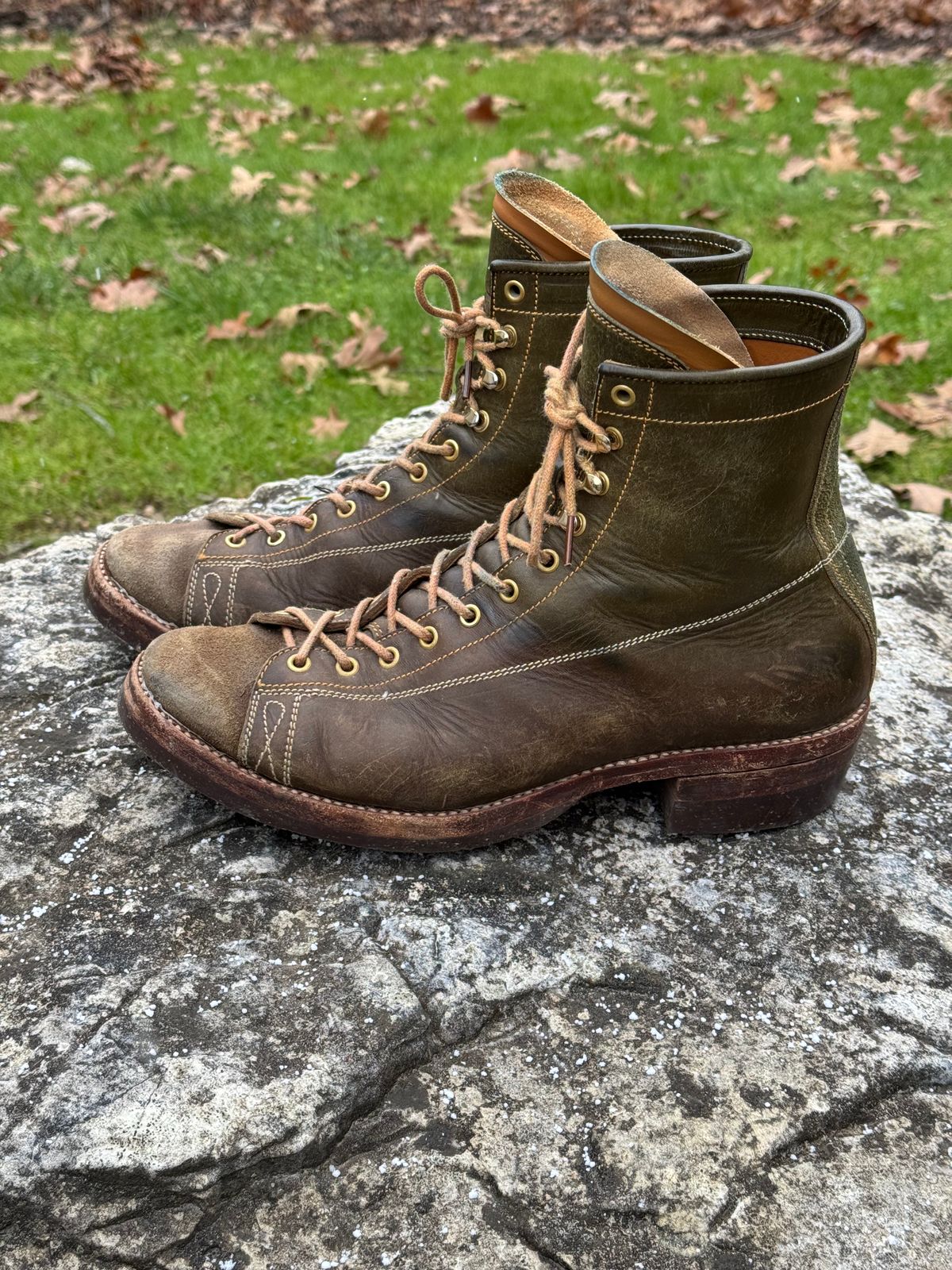 Photo by missouridenimdad on December 1, 2025 of the Fortis Boots Harker Leather GMTO Wukong Monkey Boot in Badalassi Carlo Oliva Pueblo.