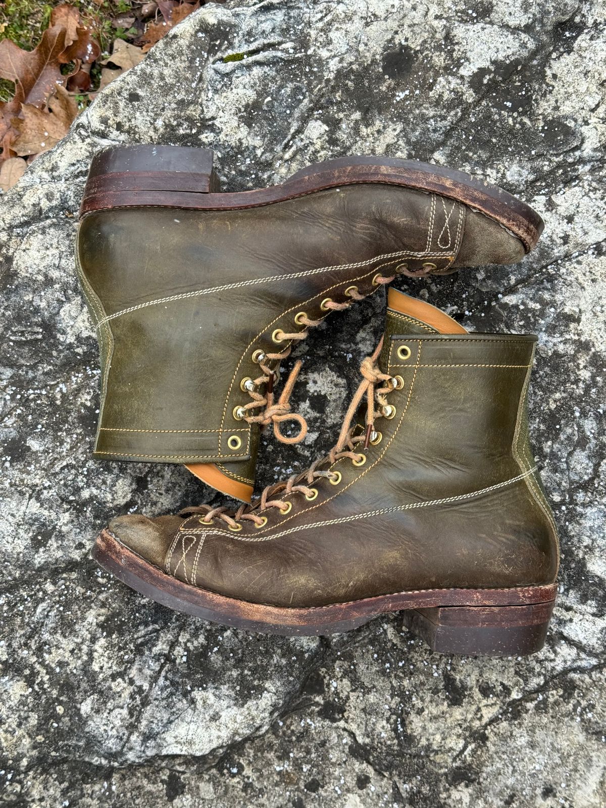 Photo by missouridenimdad on December 1, 2025 of the Fortis Boots Harker Leather GMTO Wukong Monkey Boot in Badalassi Carlo Oliva Pueblo.