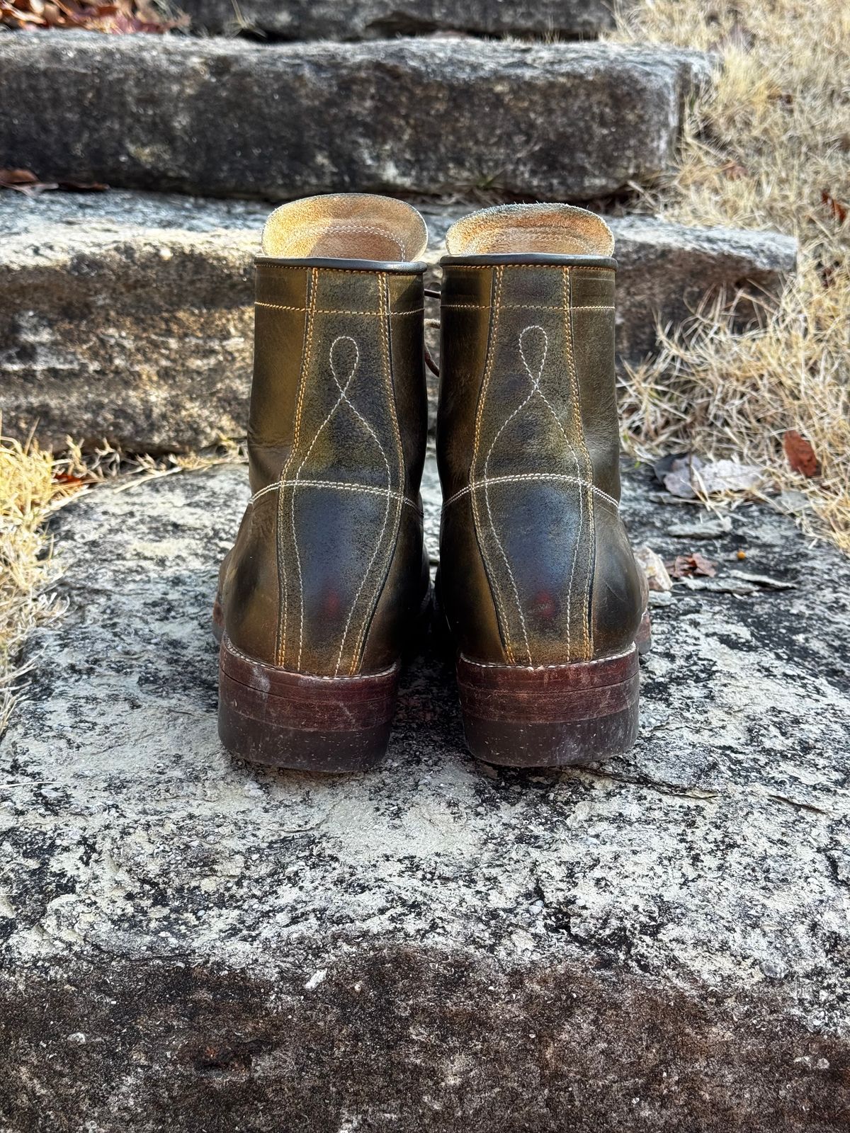 Photo by missouridenimdad on December 25, 2025 of the Fortis Boots Harker Leather GMTO Wukong Monkey Boot in Badalassi Carlo Oliva Pueblo.