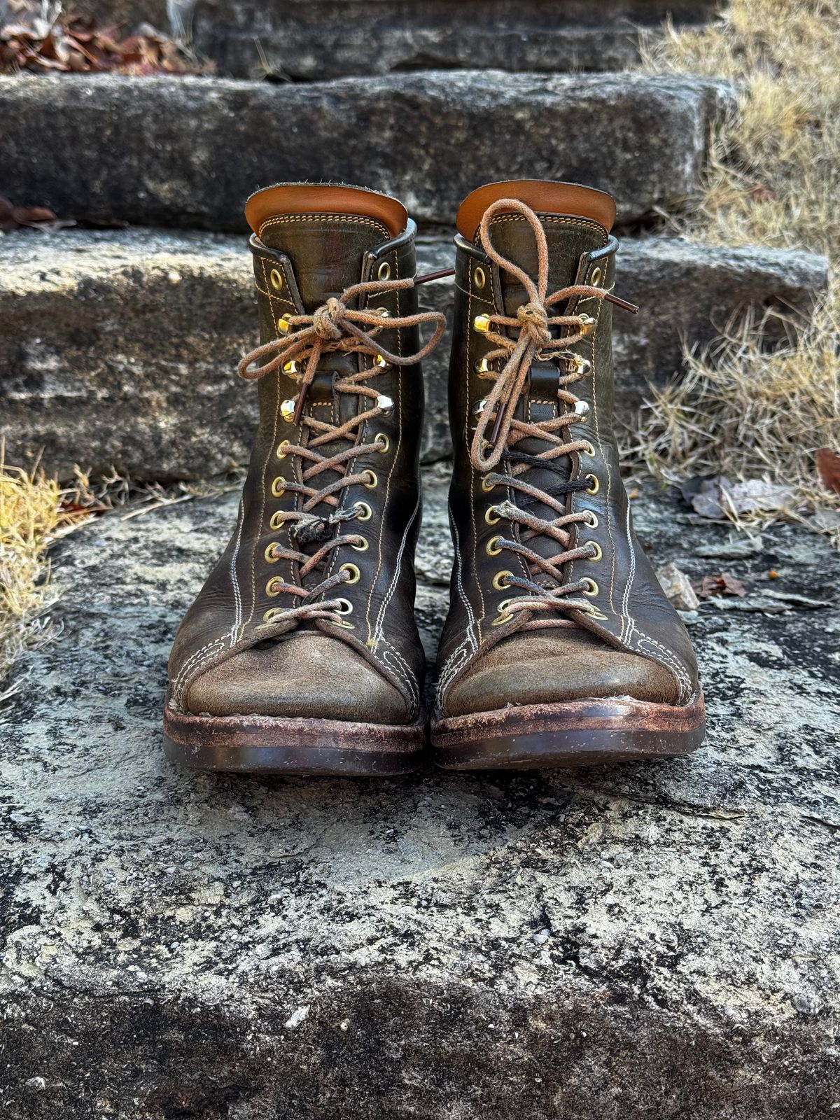 Photo by missouridenimdad on December 25, 2025 of the Fortis Boots Harker Leather GMTO Wukong Monkey Boot in Badalassi Carlo Oliva Pueblo.