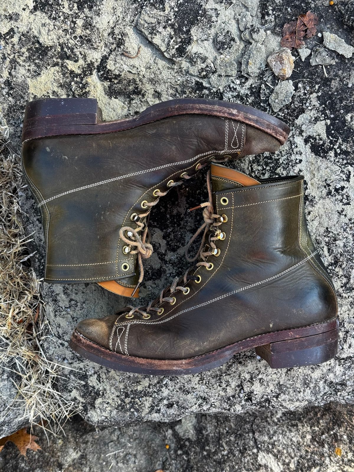 Photo by missouridenimdad on December 25, 2025 of the Fortis Boots Harker Leather GMTO Wukong Monkey Boot in Badalassi Carlo Oliva Pueblo.