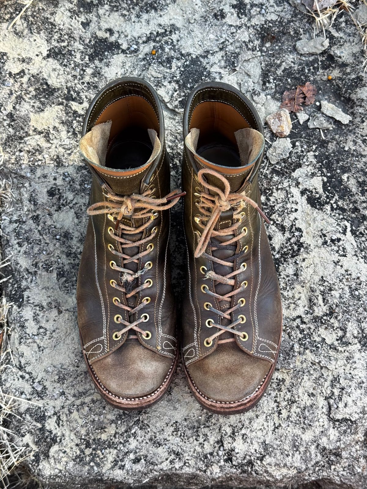 Photo by missouridenimdad on December 25, 2025 of the Fortis Boots Harker Leather GMTO Wukong Monkey Boot in Badalassi Carlo Oliva Pueblo.