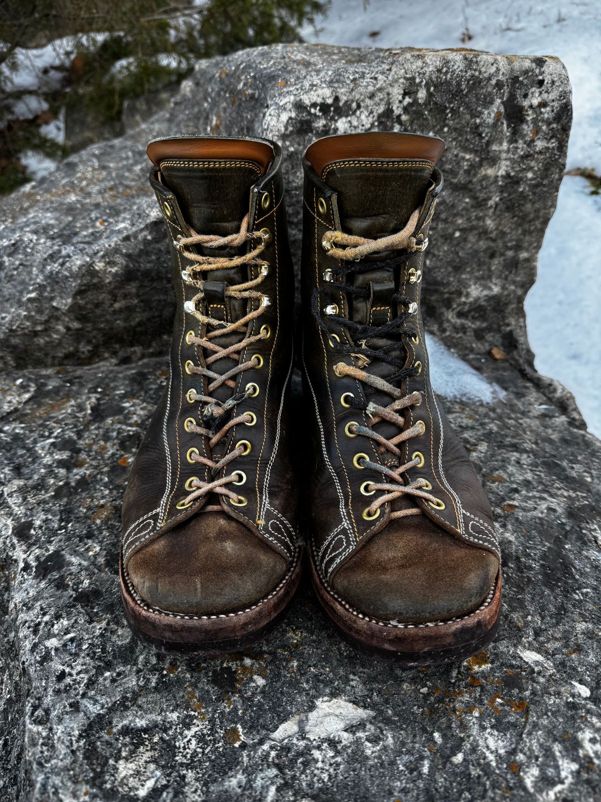 Photo by missouridenimdad on February 2, 2026 of the Fortis Boots Harker Leather GMTO Wukong Monkey Boot in Badalassi Carlo Oliva Pueblo.