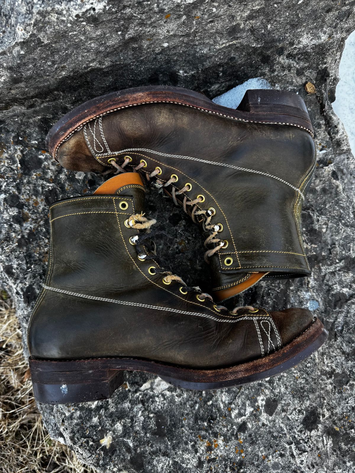 Photo by missouridenimdad on February 2, 2026 of the Fortis Boots Harker Leather GMTO Wukong Monkey Boot in Badalassi Carlo Oliva Pueblo.