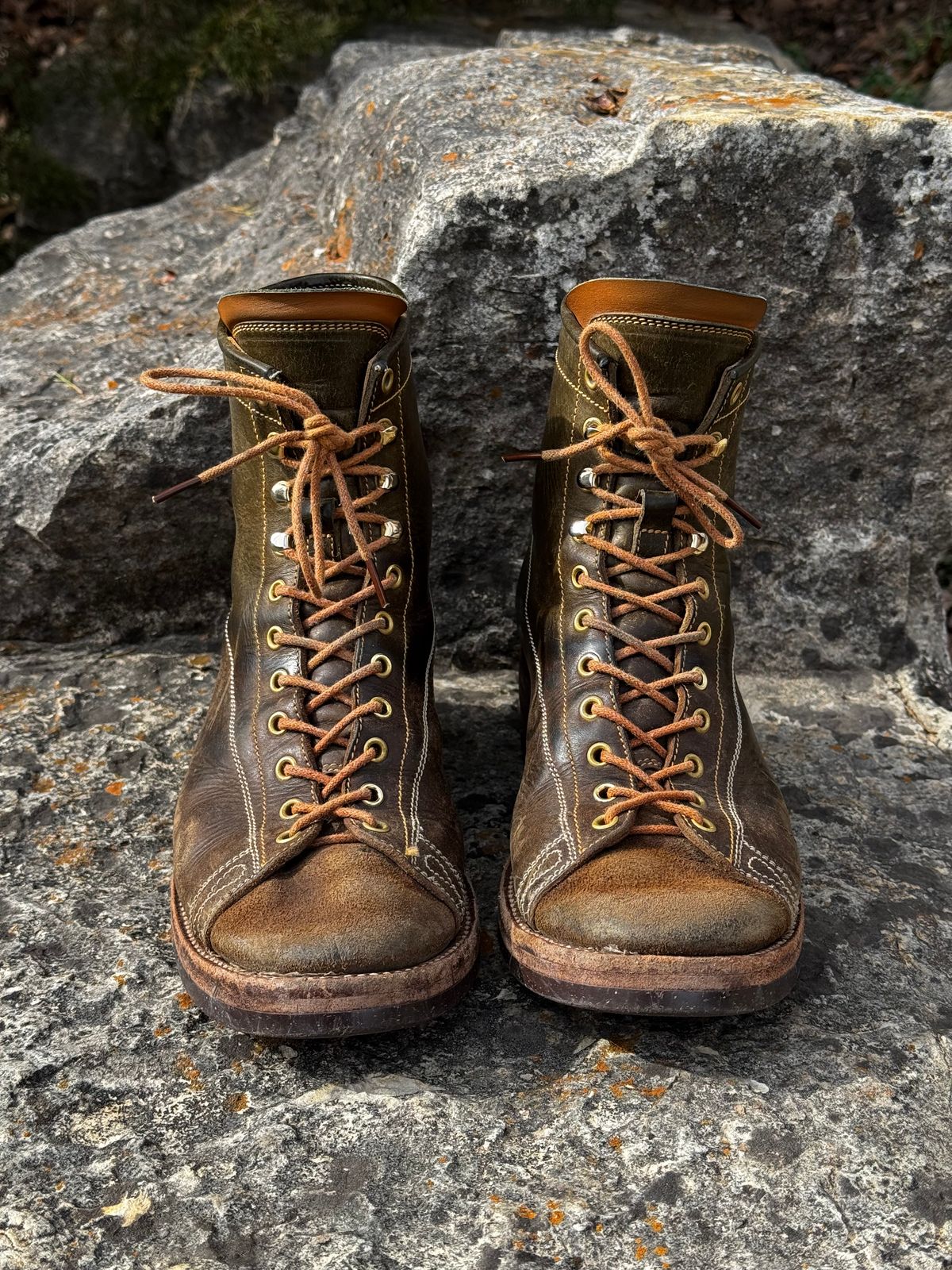 Photo by missouridenimdad on February 25, 2026 of the Fortis Boots Harker Leather GMTO Wukong Monkey Boot in Badalassi Carlo Oliva Pueblo.