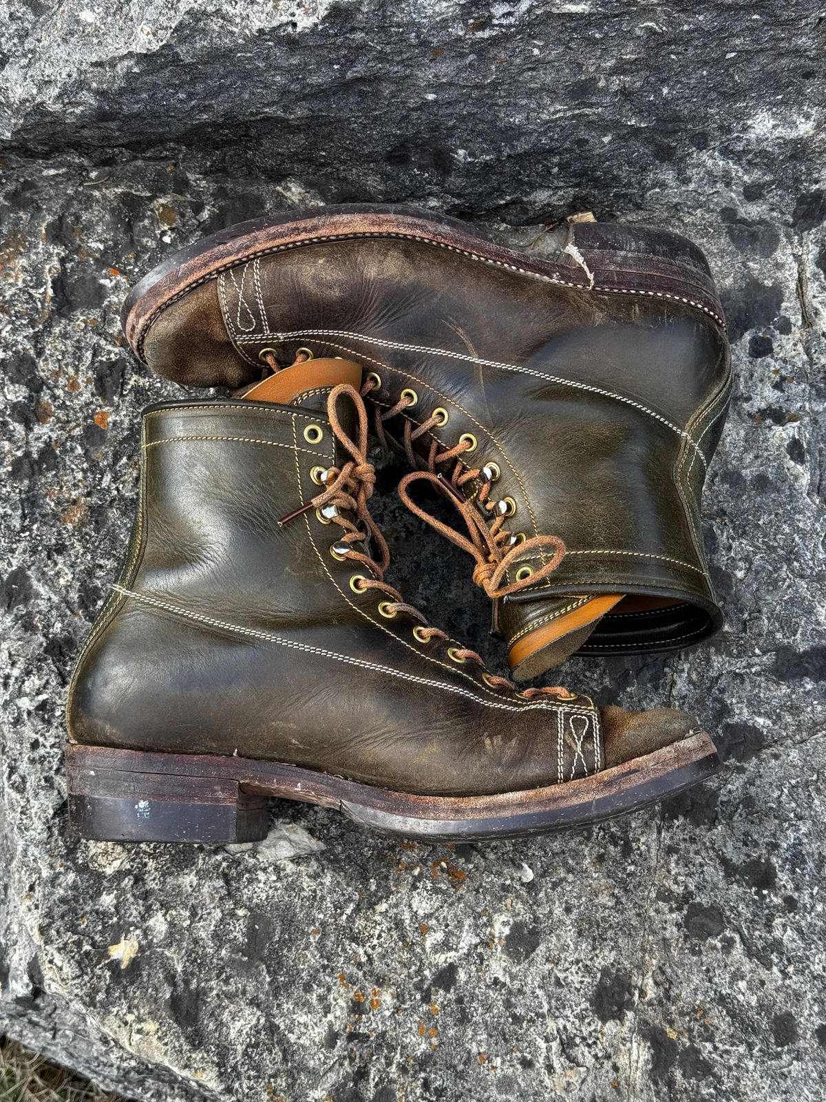 Photo by missouridenimdad on February 26, 2026 of the Fortis Boots Harker Leather GMTO Wukong Monkey Boot in Badalassi Carlo Oliva Pueblo.