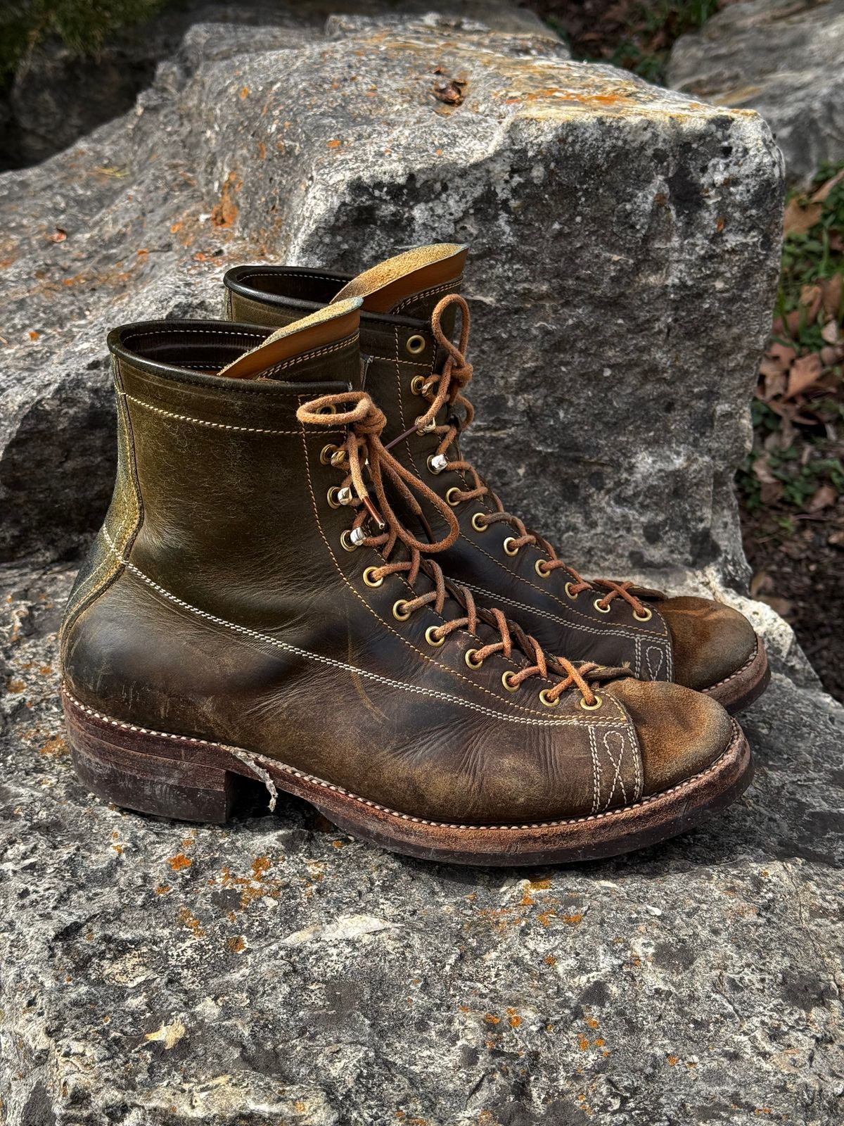 Photo by missouridenimdad on February 25, 2026 of the Fortis Boots Harker Leather GMTO Wukong Monkey Boot in Badalassi Carlo Oliva Pueblo.