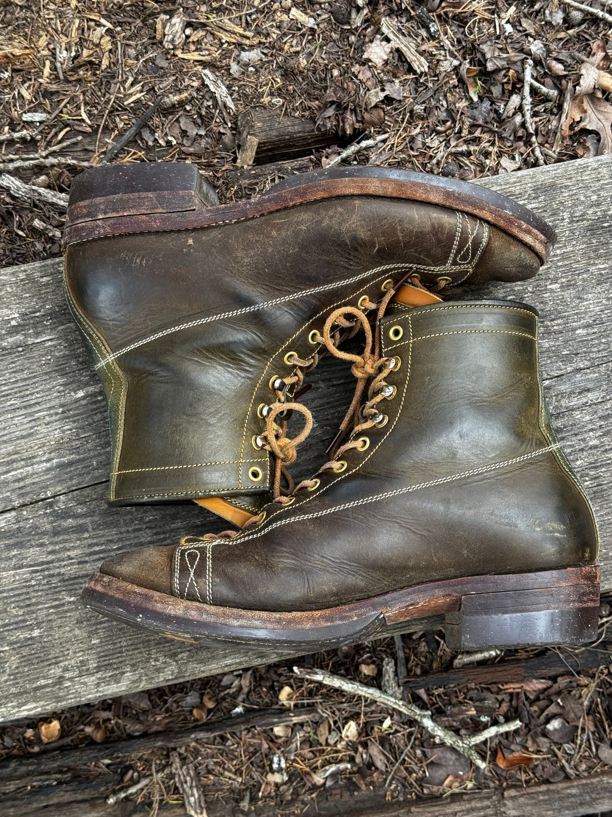 Photo by missouridenimdad on March 17, 2026 of the Fortis Boots Harker Leather GMTO Wukong Monkey Boot in Badalassi Carlo Oliva Pueblo.