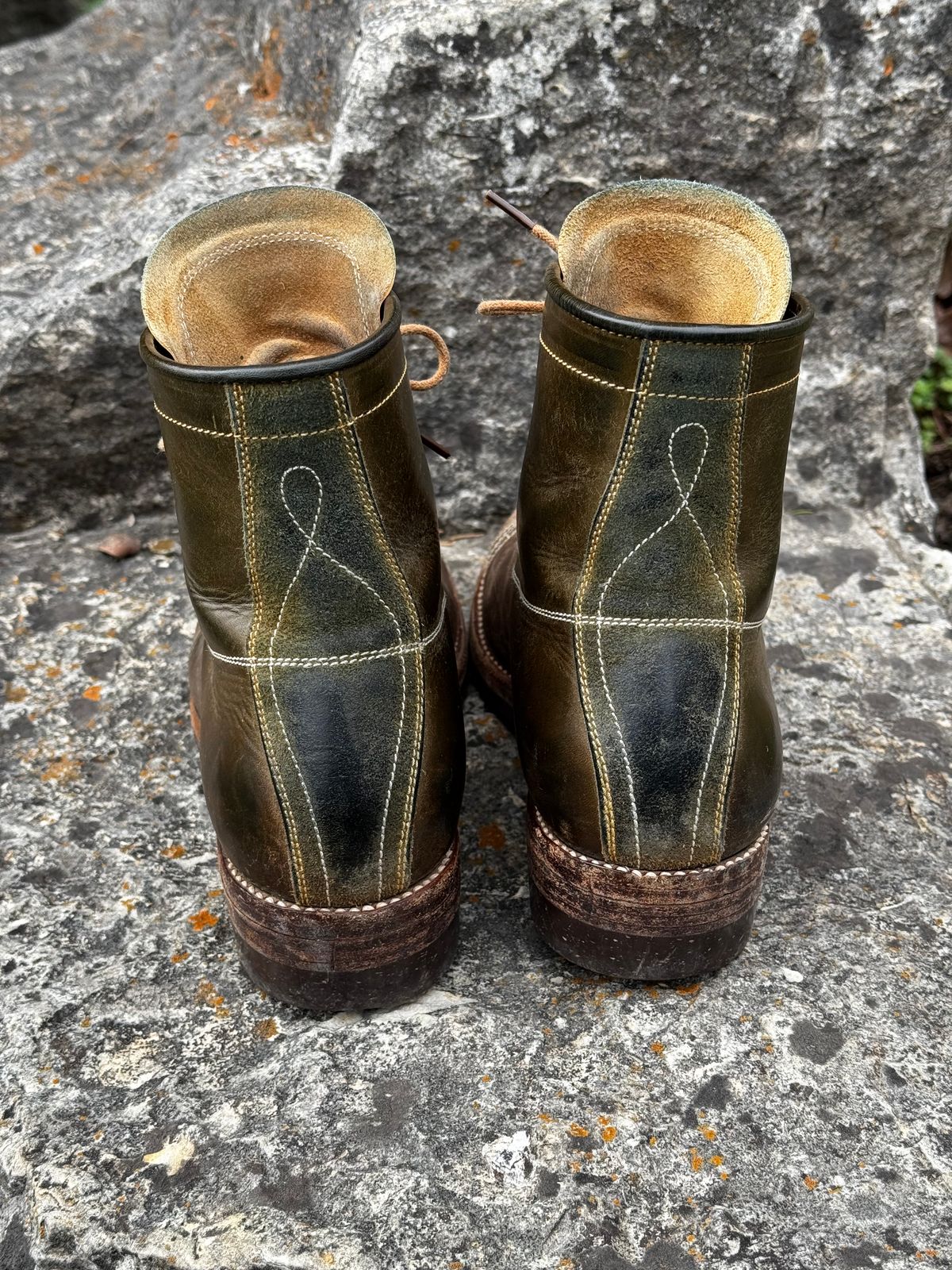 Photo by missouridenimdad on March 31, 2026 of the Fortis Boots Harker Leather GMTO Wukong Monkey Boot in Badalassi Carlo Oliva Pueblo.