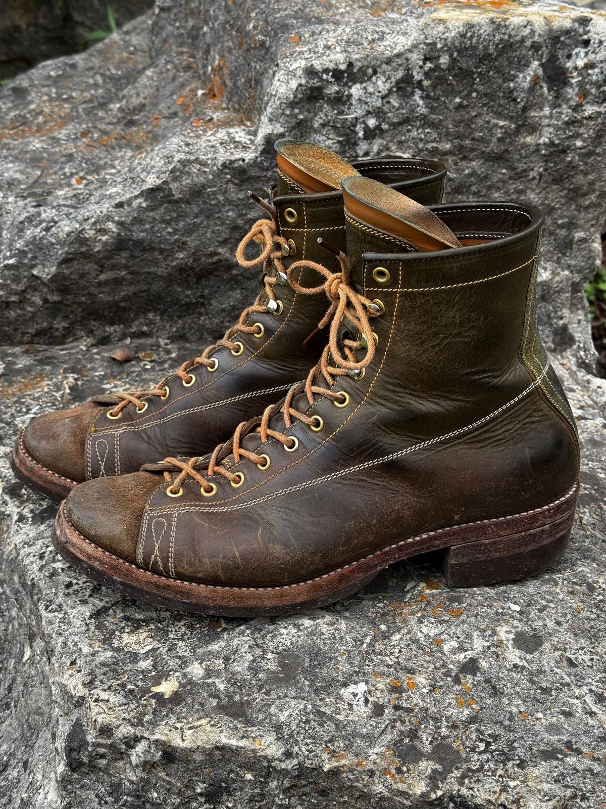 Photo by missouridenimdad on March 31, 2026 of the Fortis Boots Harker Leather GMTO Wukong Monkey Boot in Badalassi Carlo Oliva Pueblo.