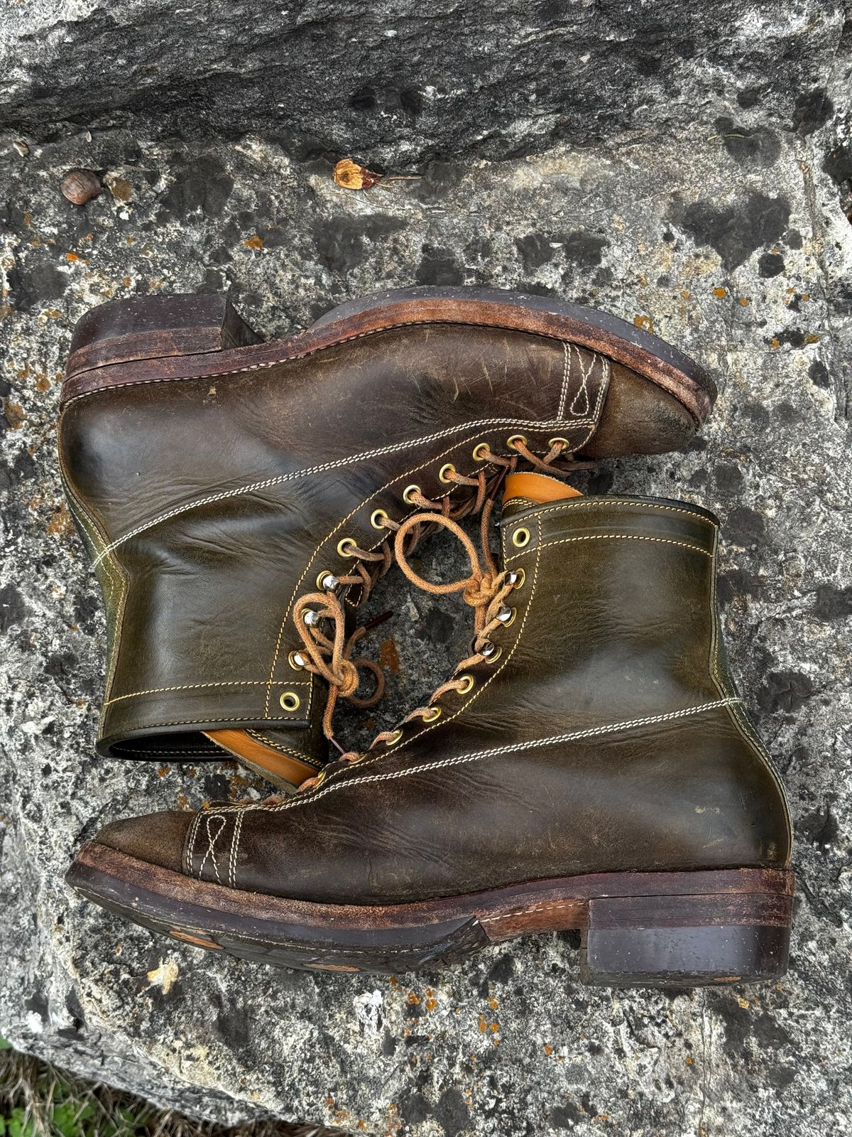 Photo by missouridenimdad on March 31, 2026 of the Fortis Boots Harker Leather GMTO Wukong Monkey Boot in Badalassi Carlo Oliva Pueblo.