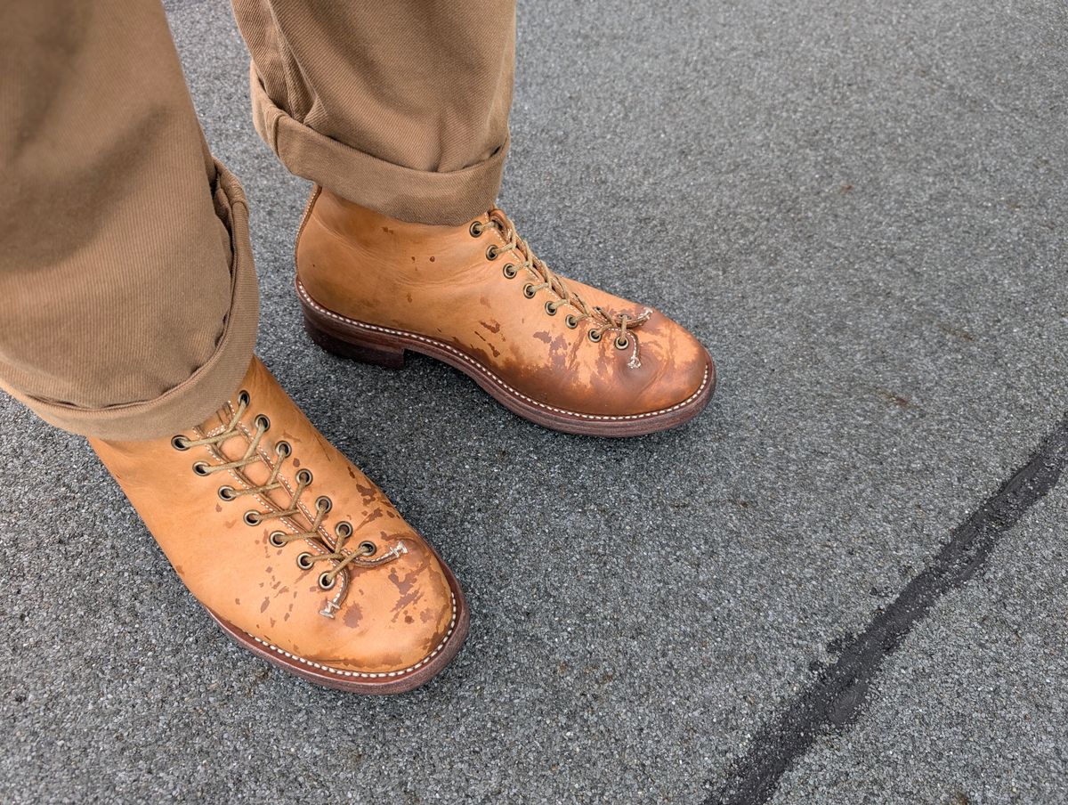 Photo by mjig76 on October 23, 2024 of the Willie's Handmade Boots Monkey Boot in Horween Moc Latigo.