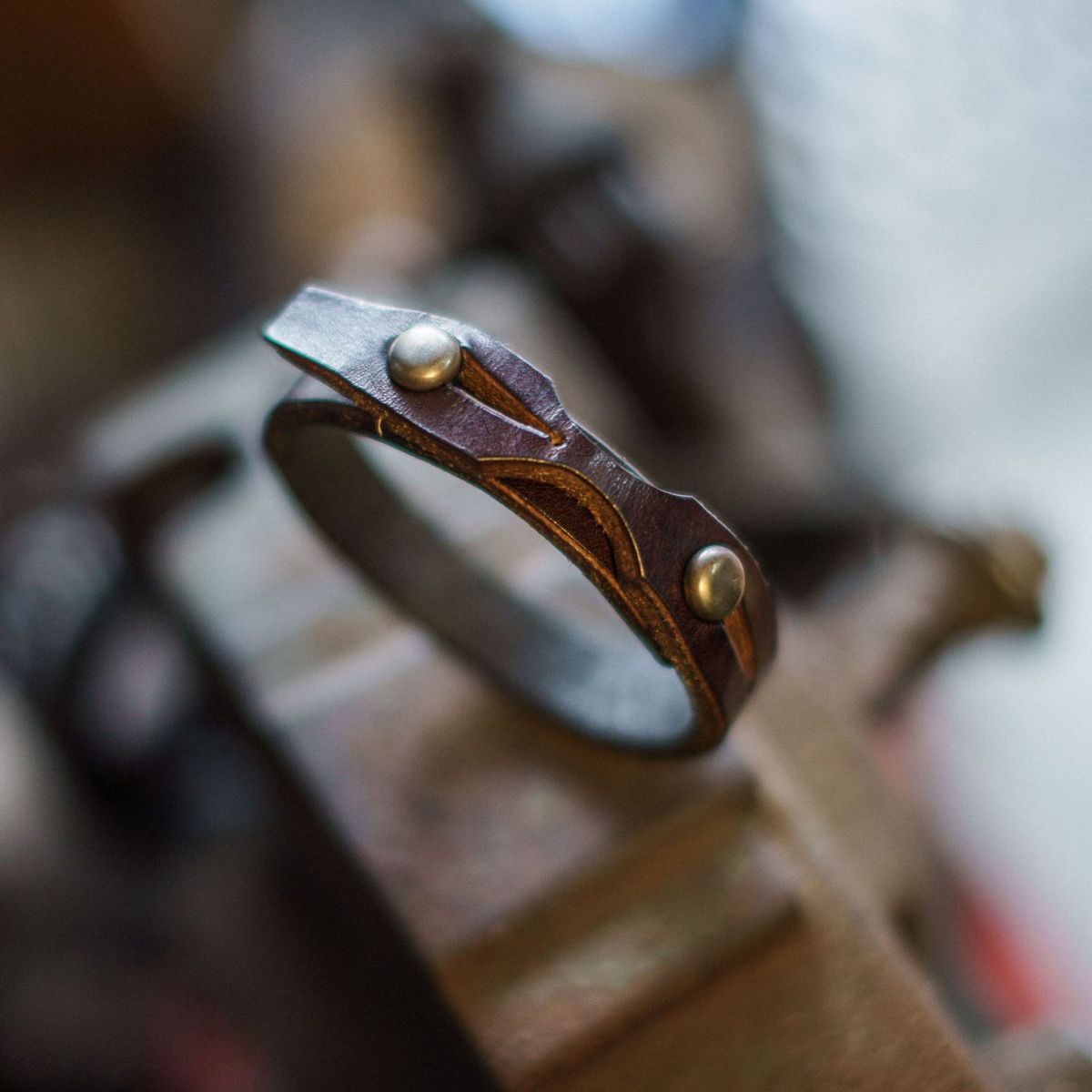 Photo by mjig76 on January 3, 2026 of the Willie's Handmade Boots Amiguito Wrist Cuff in Unknown Natural Veg Tan.