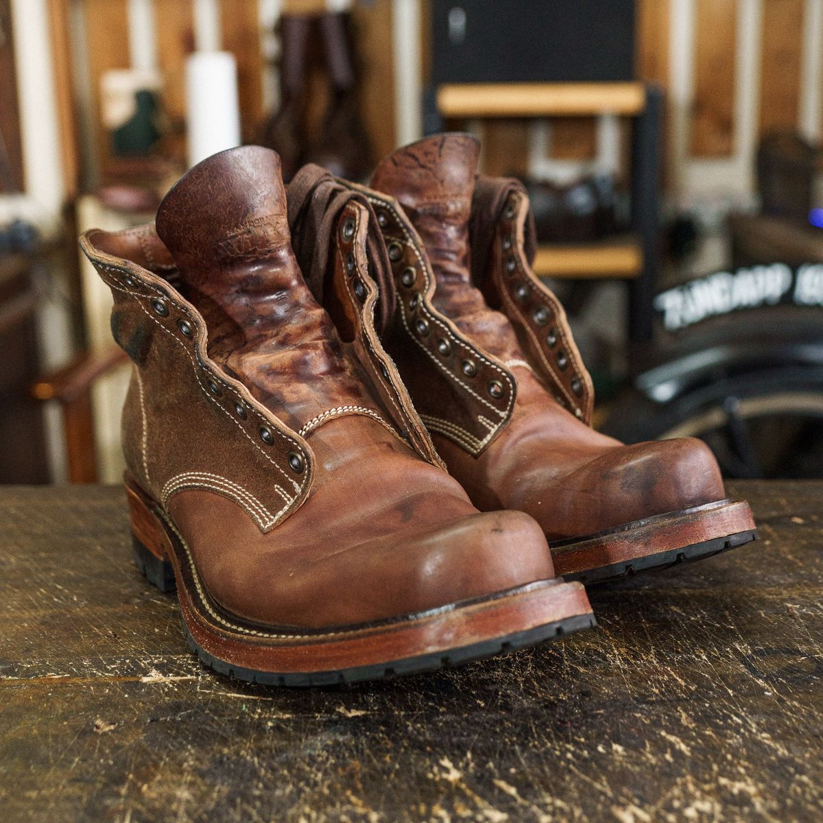 Photo by mjig76 on November 3, 2025 of the Willie's Handmade Boots Custom Model in Maryam Natural Waxed Reverse Horsebutt.