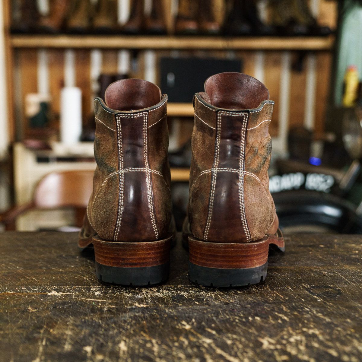 Photo by mjig76 on November 3, 2025 of the Willie's Handmade Boots Custom Model in Maryam Natural Waxed Reverse Horsebutt.