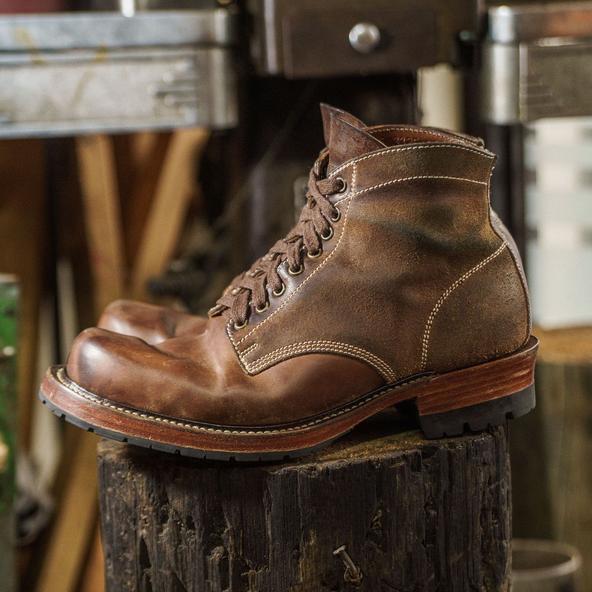 Photo by mjig76 on December 1, 2025 of the Willie's Handmade Boots Custom Model in Maryam Natural Waxed Reverse Horsebutt.