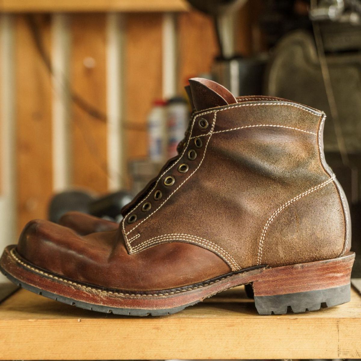 Photo by mjig76 on March 3, 2026 of the Willie's Handmade Boots Custom Model in Maryam Natural Waxed Reverse Horsebutt.