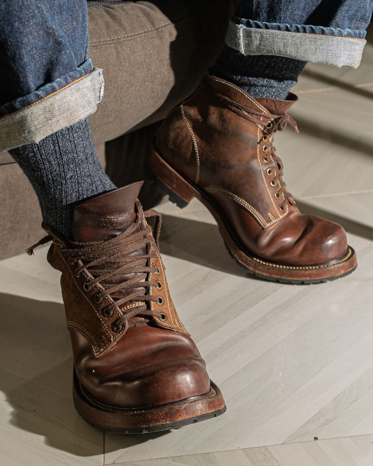 Photo by mjig76 on April 2, 2026 of the Willie's Handmade Boots Custom Model in Maryam Natural Waxed Reverse Horsebutt.