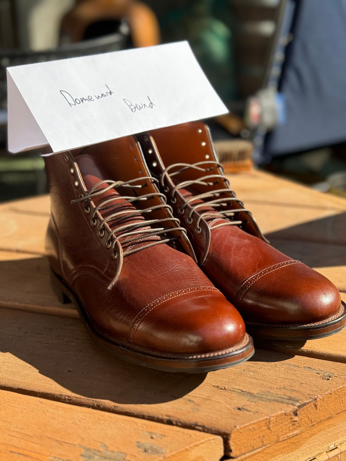 Photo by thatguy92 on October 1, 2023 of the Viberg Service Boot BCT in Shinki Cognac Teacore Horsebutt.