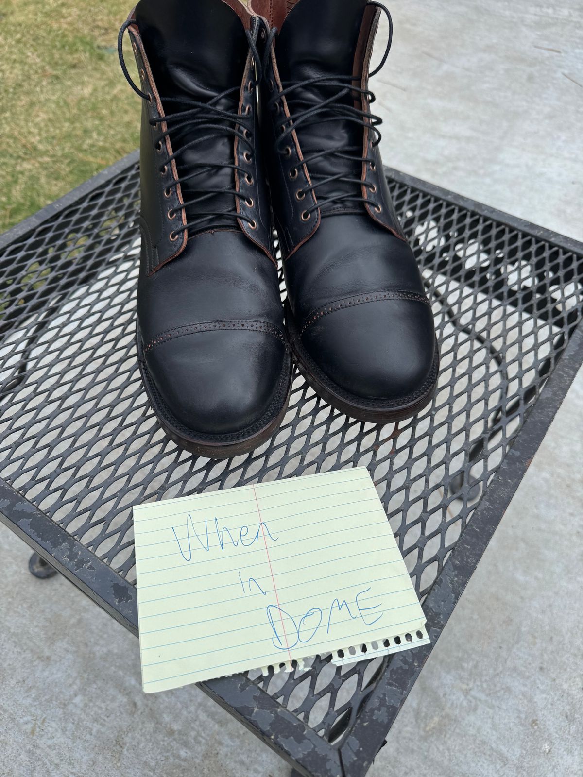 Photo by thatguy92 on November 5, 2024 of the Viberg Service Boot BCT in Horween Black Teacore Double Cordovan Butts.