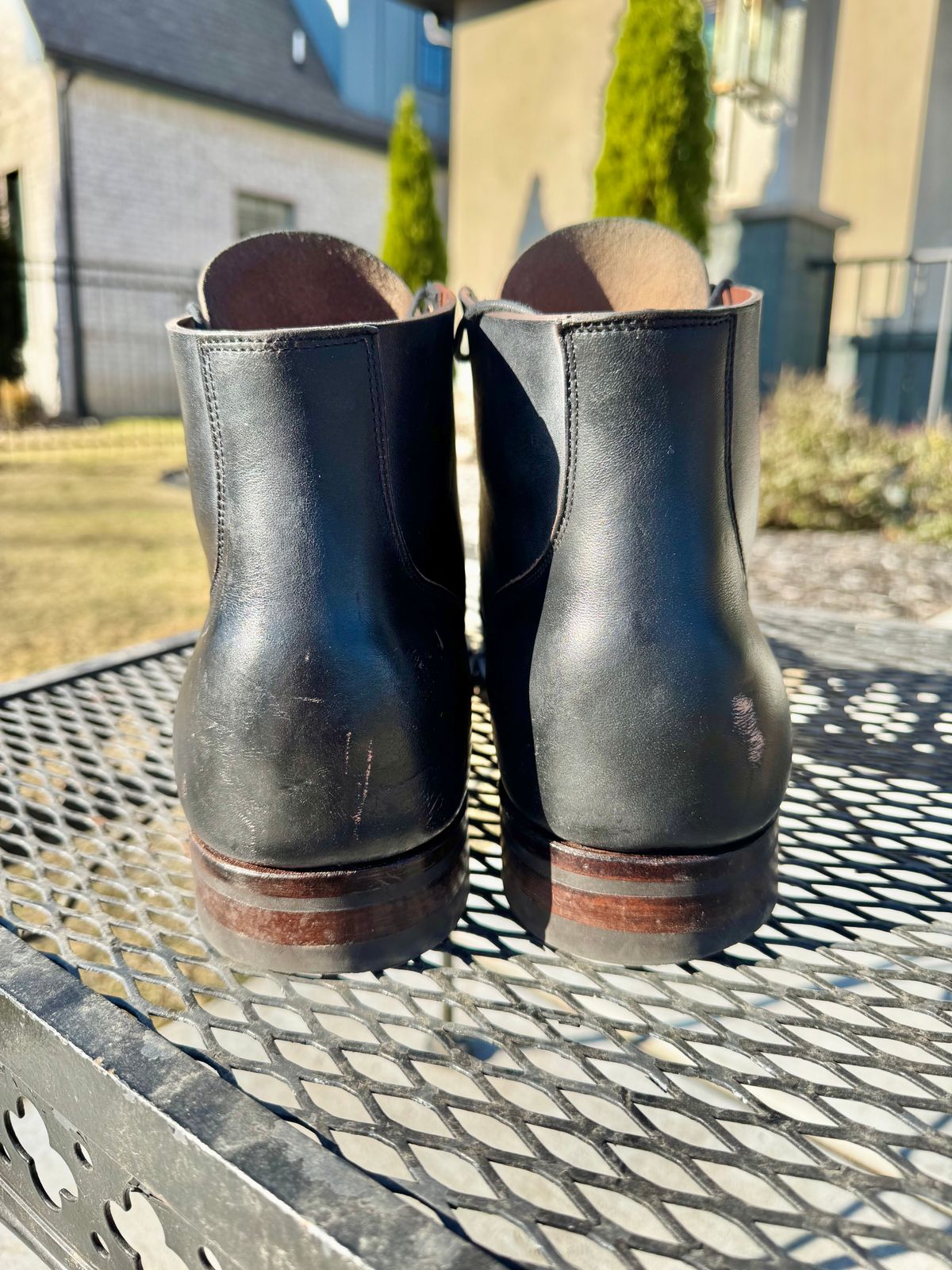 Photo by thatguy92 on December 4, 2024 of the Viberg Service Boot BCT in Horween Black Teacore Double Cordovan Butts.