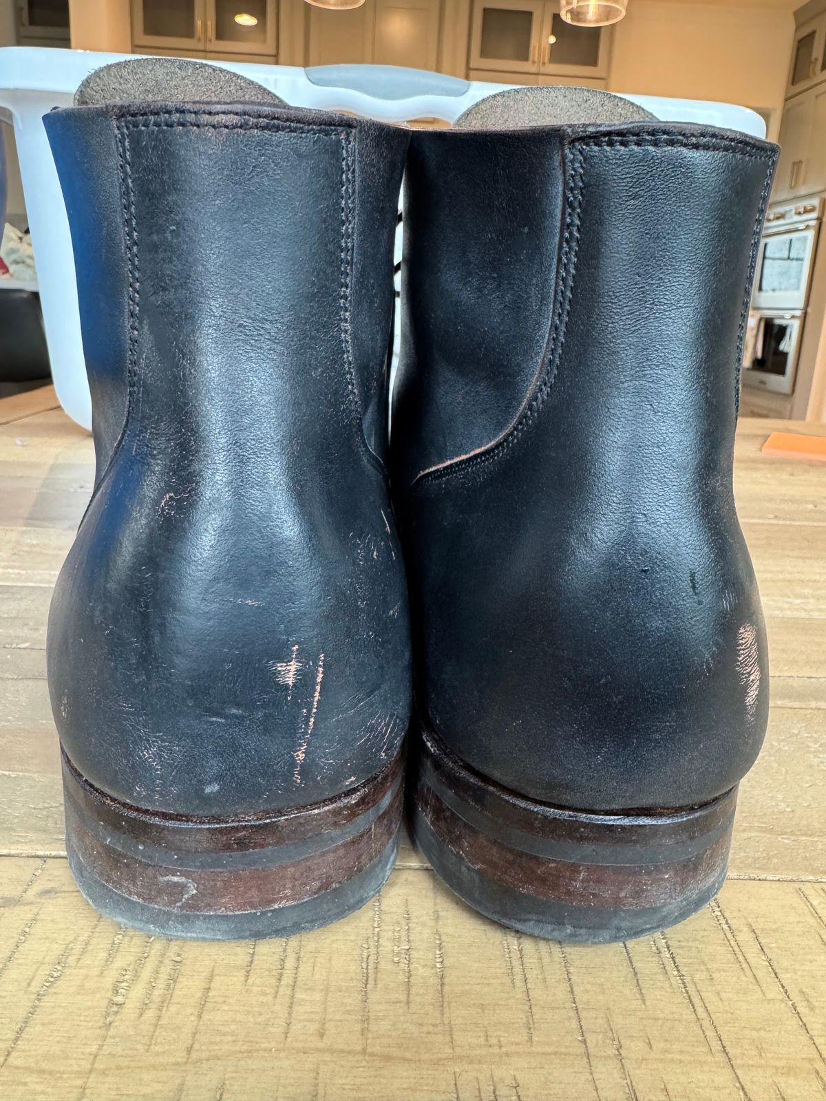 Photo by thatguy92 on April 5, 2025 of the Viberg Service Boot BCT in Horween Black Teacore Double Cordovan Butts.