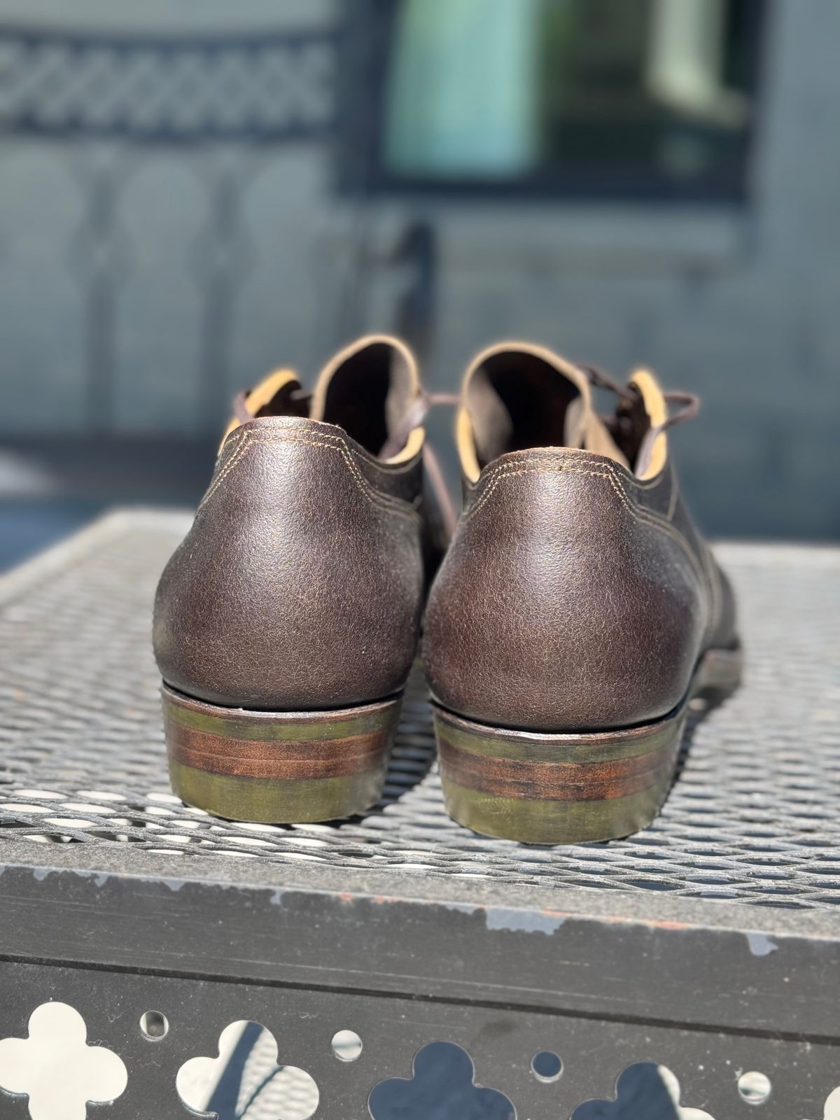 Photo by thatguy92 on October 1, 2025 of the NF Bootmaker Milton Shoe in Horween Grape Leaf Waxed Flesh Essex.