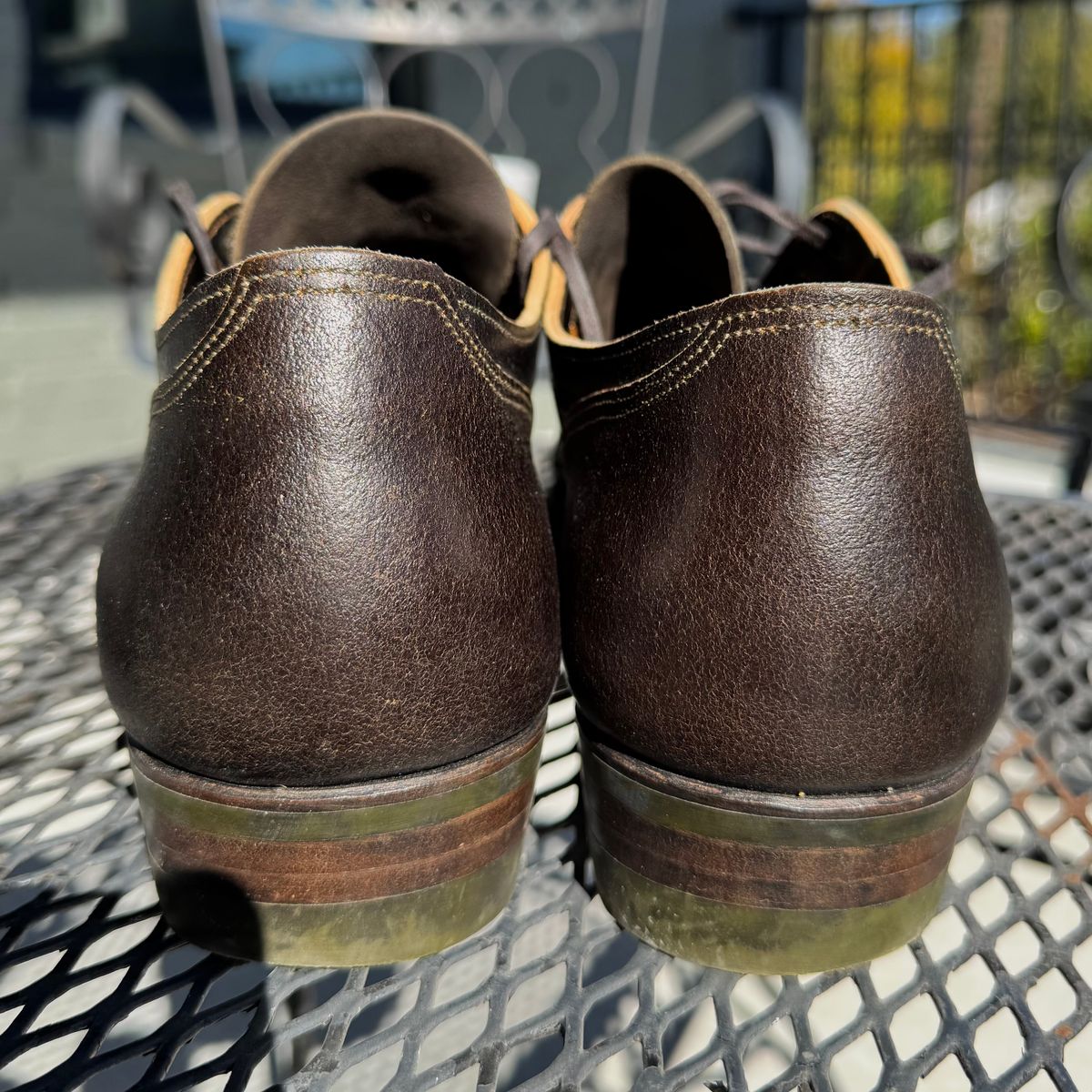 Photo by thatguy92 on November 3, 2025 of the NF Bootmaker Milton Shoe in Horween Grape Leaf Waxed Flesh Essex.