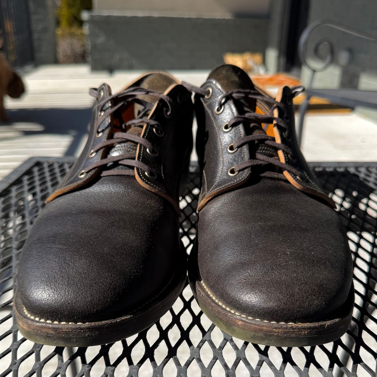 Photo by thatguy92 on February 5, 2026 of the NF Bootmaker Milton Shoe in Horween Grape Leaf Waxed Flesh Essex.