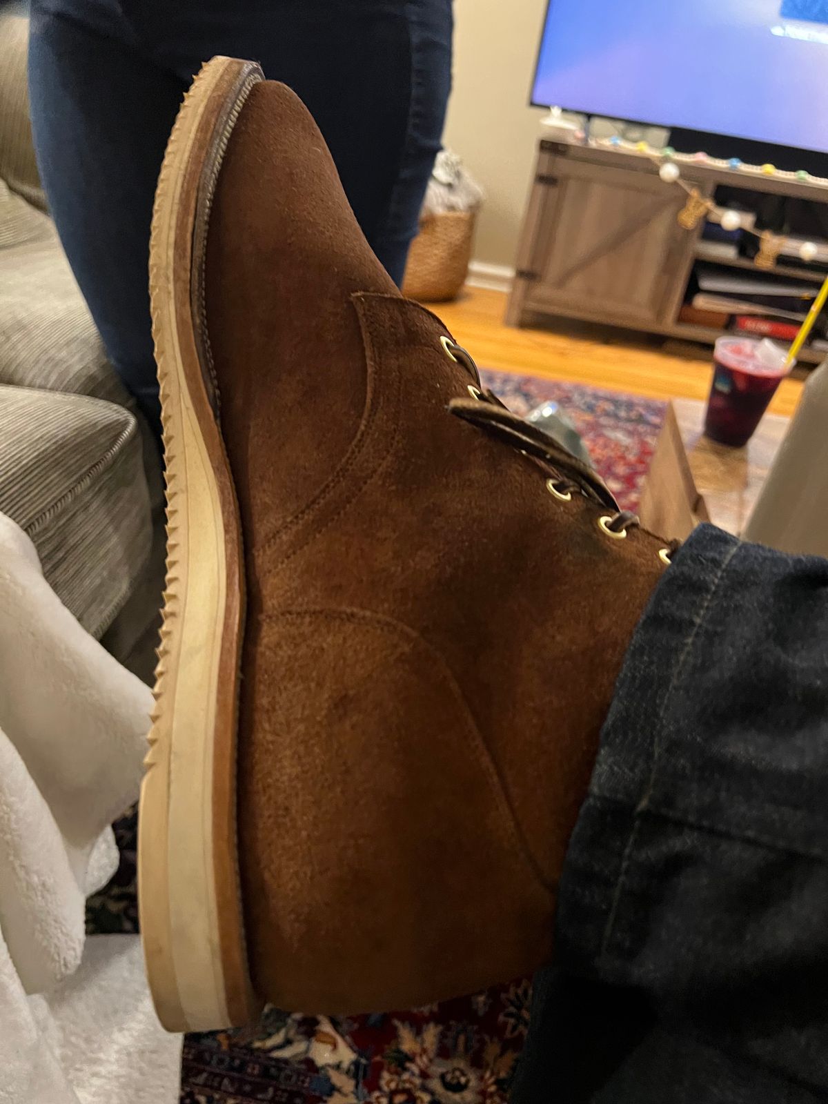 Photo by thatguy92 on May 5, 2023 of the Viberg Unlisted Model in Horween Tobacco Chamois Roughout.