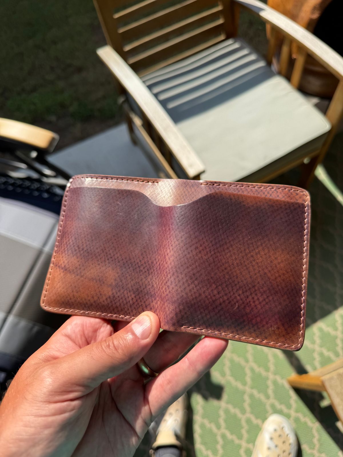 Photo by thatguy92 on August 7, 2024 of the Ashland Leather Tony The Ant in Horween Marbled Hatchgrain Col 8.