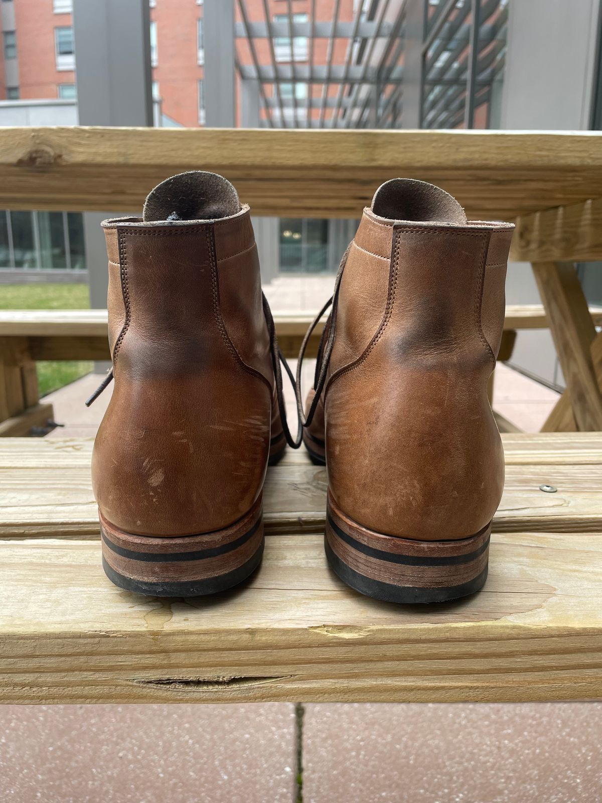 Photo by Ata_Deniz on April 5, 2023 of the Viberg Service Boot in Horween Natural Chromexcel.