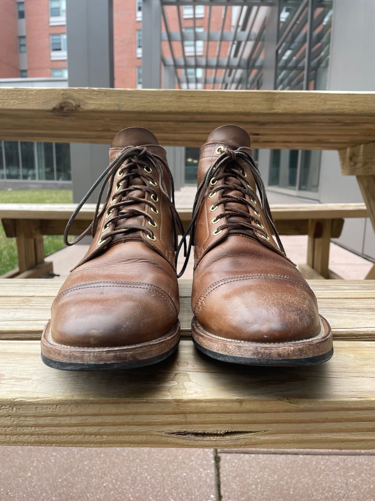 Photo by Ata_Deniz on April 5, 2023 of the Viberg Service Boot in Horween Natural Chromexcel.