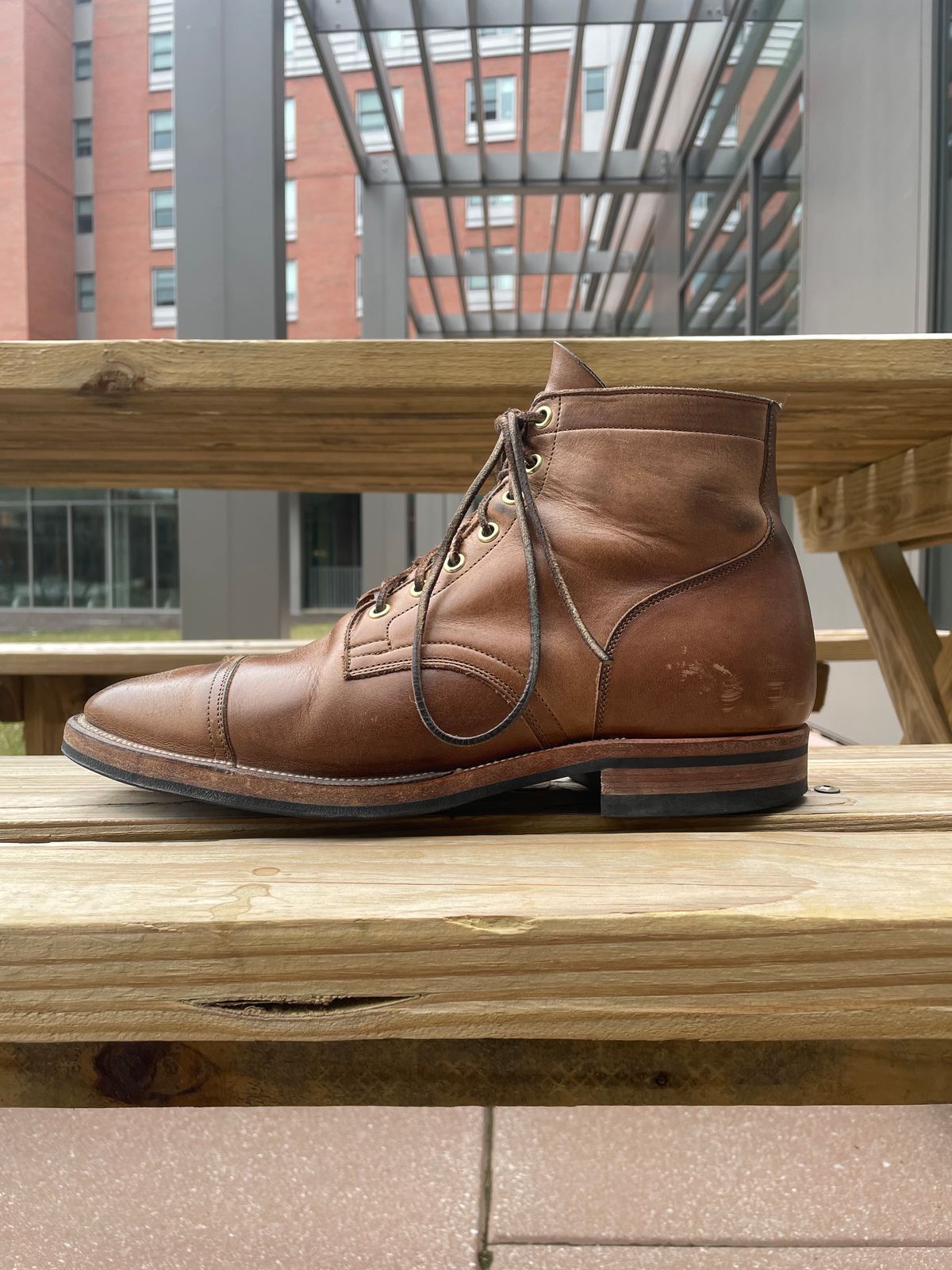 Photo by Ata_Deniz on April 5, 2023 of the Viberg Service Boot in Horween Natural Chromexcel.