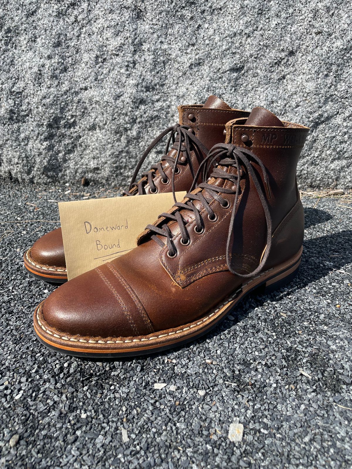 Photo by Ata_Deniz on October 1, 2023 of the White's MP-Sherman Toe Cap in Horween Cinnamon Waxed Flesh.