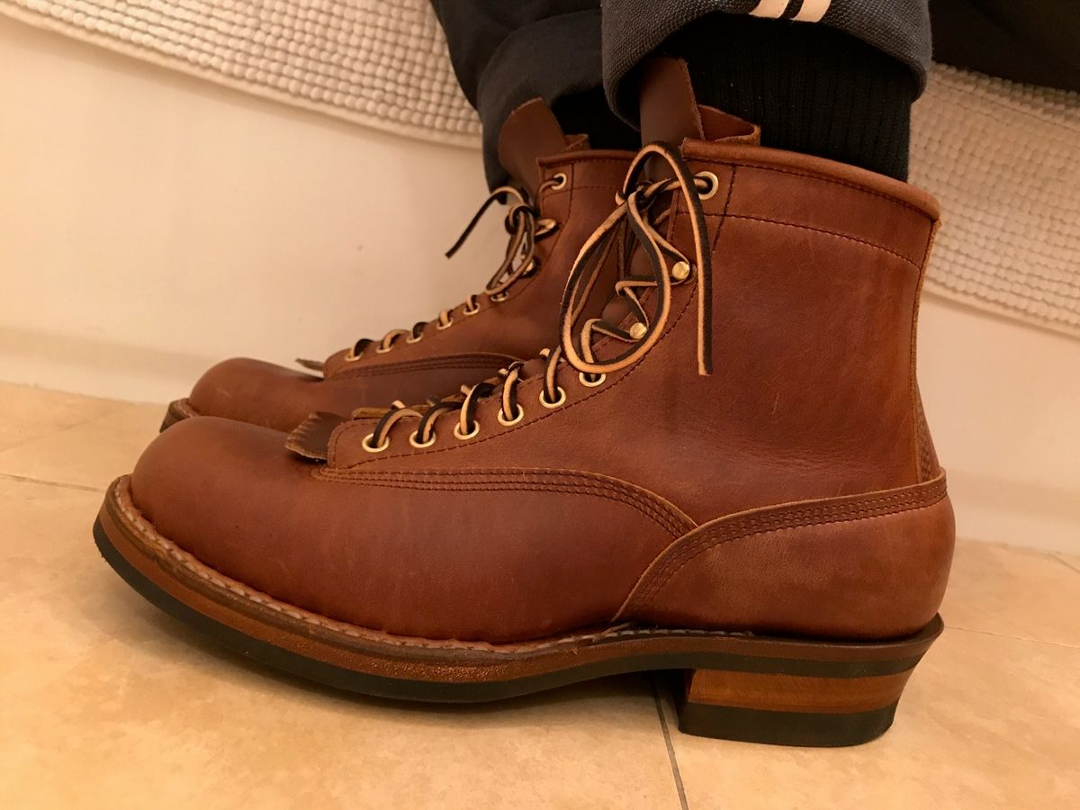 Photo by kenyhaves on October 2, 2022 of the White's Bounty Hunter in Horween British Tan Chromexcel.