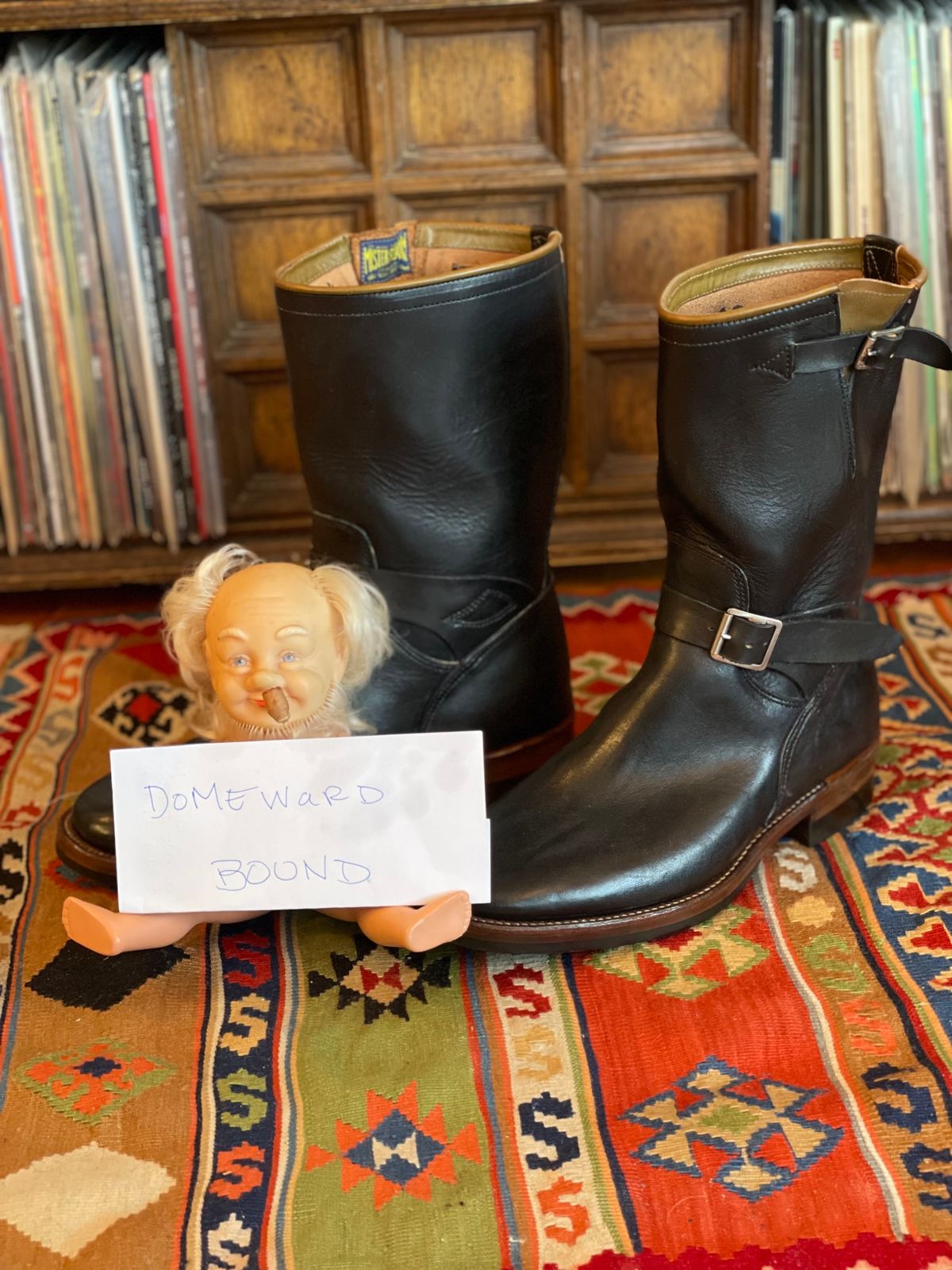 Photo by medusamachine on October 1, 2023 of the Mister Freedom Road Champ in Black Veg-Tanned Cowhide.