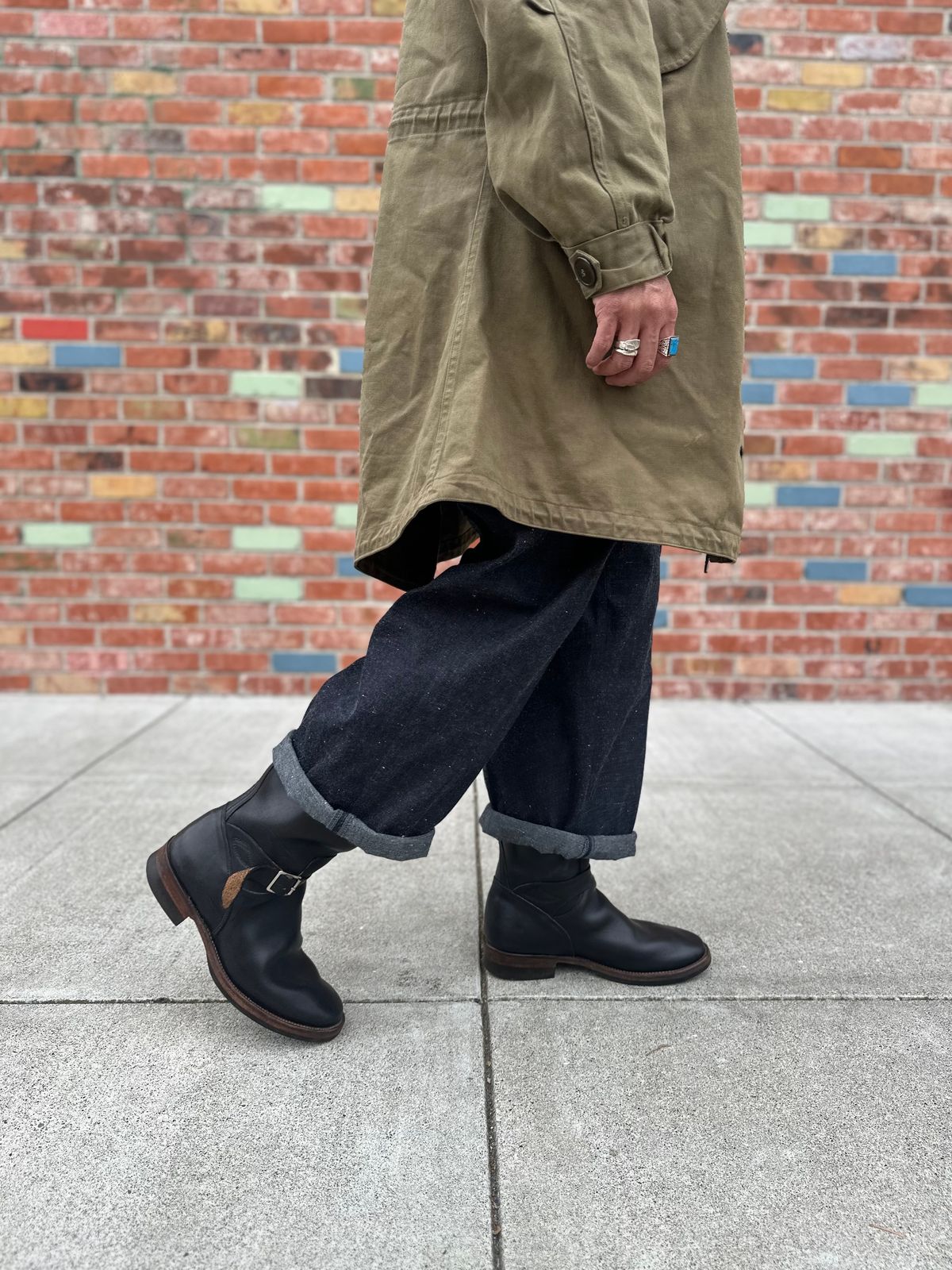 Photo by medusamachine on November 5, 2023 of the Mister Freedom Road Champ in Black Veg-Tanned Cowhide.