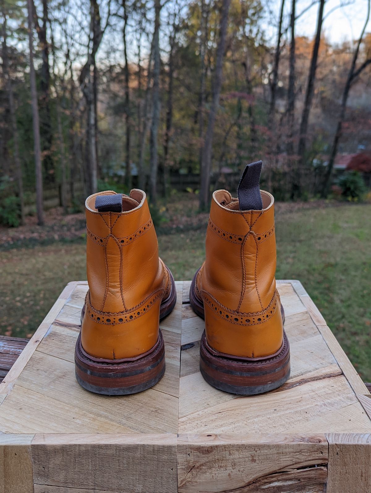Photo by jrlyons21 on November 6, 2022 of the Tricker's Stow Country Boot in Acorn Antique.