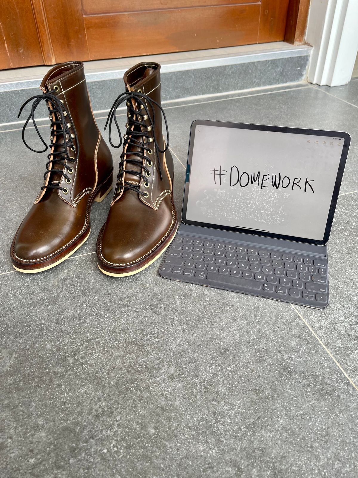 Photo by thebootscientist on October 1, 2022 of the Onderhoud SVC02 Packer Boot in Horween Dark Cognac Shell Cordovan.