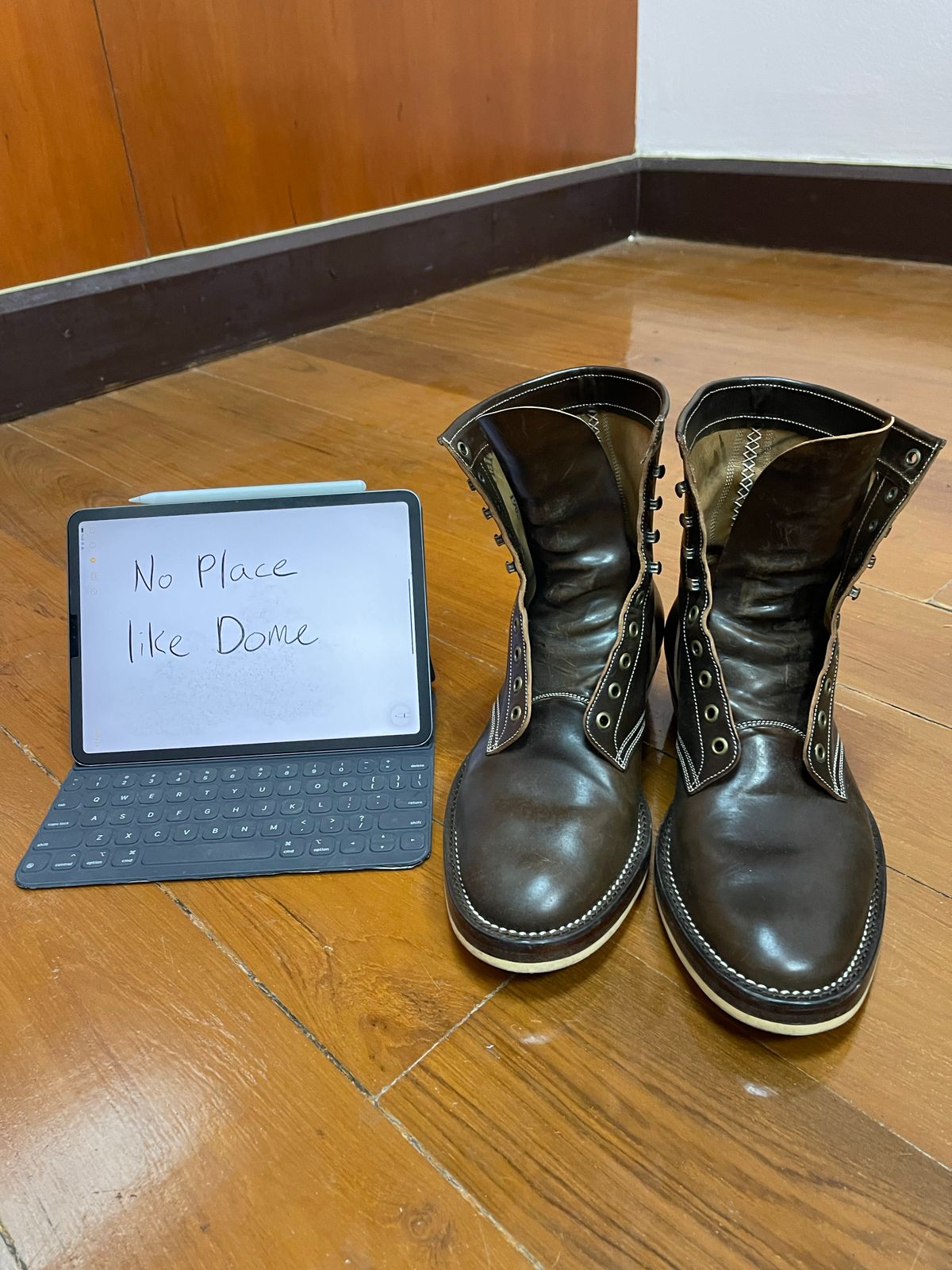 Photo by thebootscientist on November 2, 2022 of the Onderhoud SVC02 Packer Boot in Horween Dark Cognac Shell Cordovan.